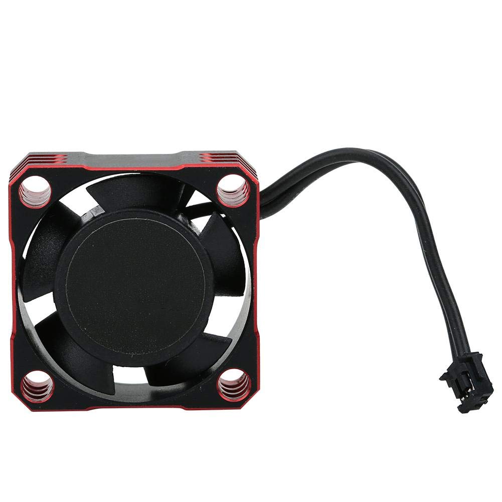 VGEBY 25x25MM High-Speed RC Cooling Fan - 32000RPM Aluminum Heat Dissipation Fan for 1/10, 1/8, 1/12 Scale Remote Control Cars - Durable Metal Fan with Electronic Speed Controller (Black Red) - Perfect for RC Racing, Drifting & Off-Road Vehicle Cooling