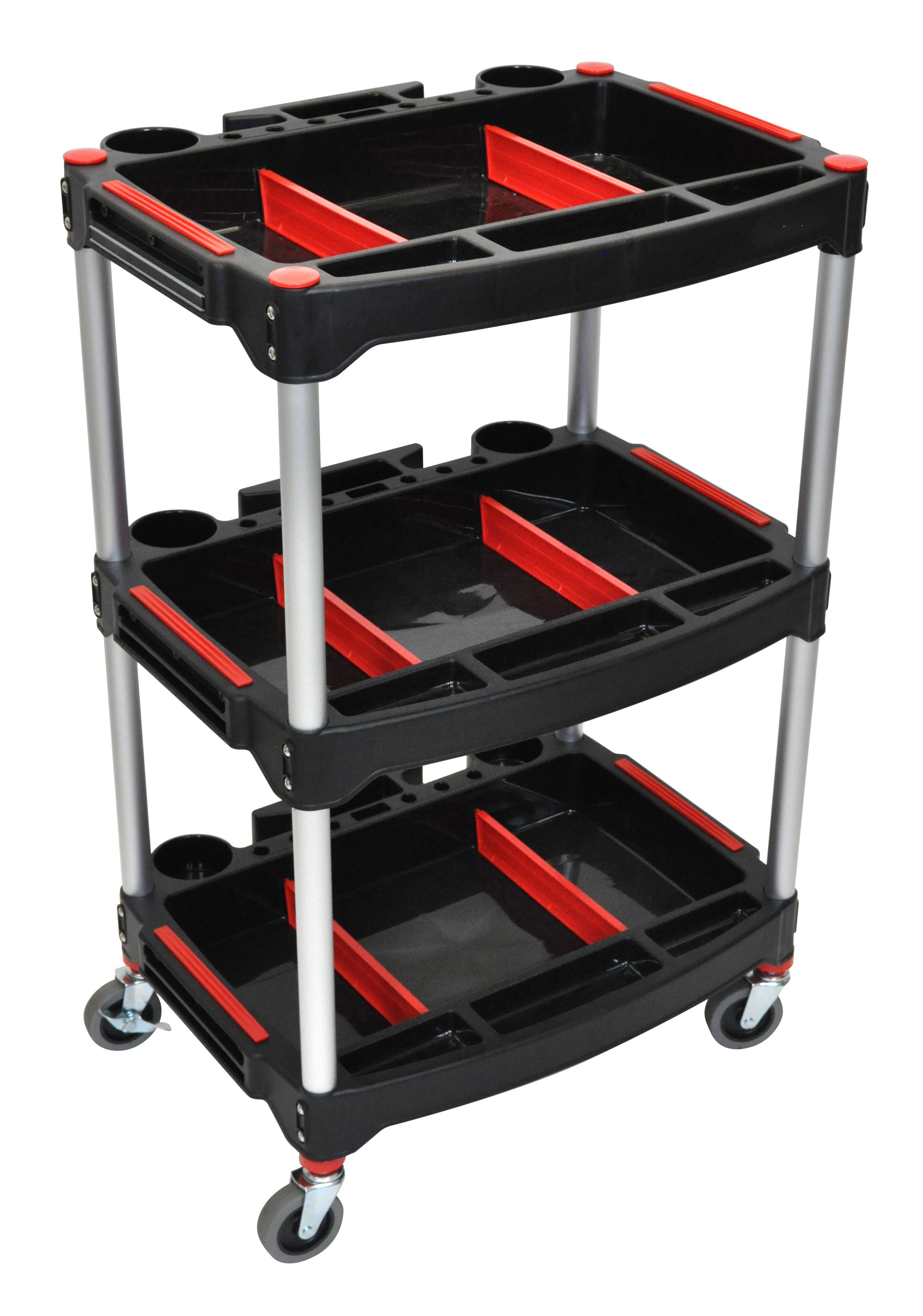 Luxor 3-Shelf Rolling Tool Cart with Locking Wheels - Heavy Duty Metal Utility Cart for Garage, Workshop, and Automotive Repair - Perfect for Organizing Tools and Equipment