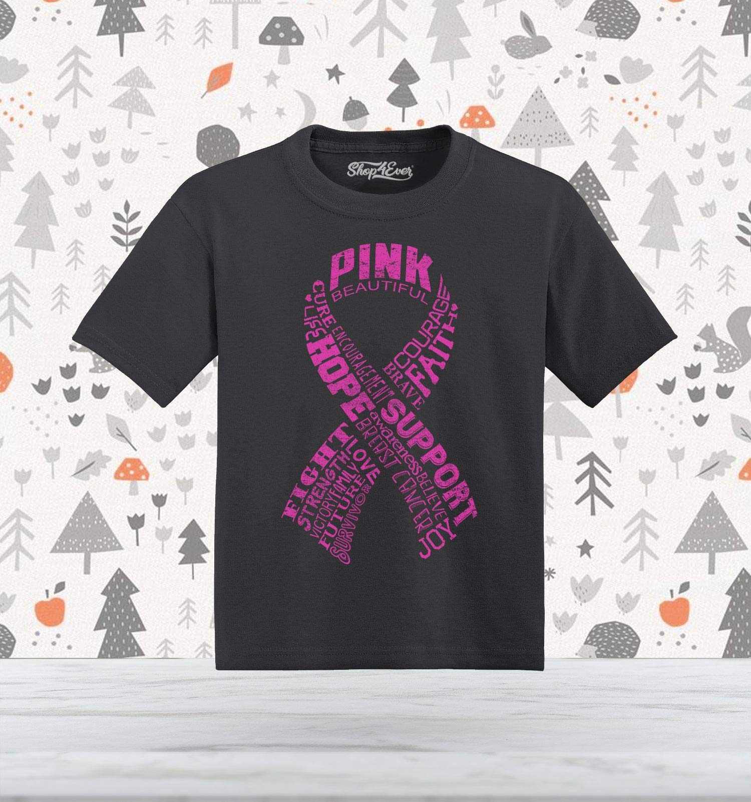Shop4ever® Pink Ribbon Breast Cancer Awareness Toddler Cotton T-Shirt - Cute Graphic Tee for Kids, Girls & Boys - Perfect for Fundraising Events, Support Causes & Everyday Wear