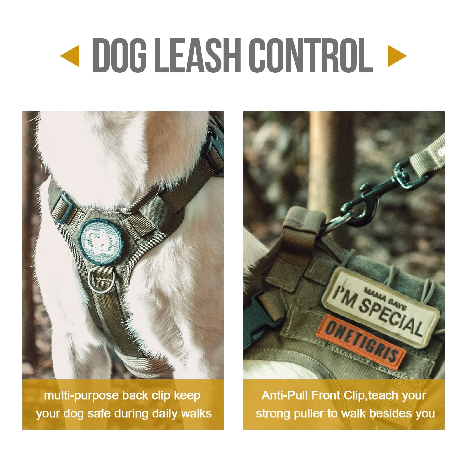 OneTigris Tactical Dog Harness Vest with Handle - Military Grade No-Pull Service Vest for Large & Medium Dogs | Adjustable FIRE Watcher 2.0 Harness for Walking, Hiking & Training (Size S, Green) | Perfect for Outdoor Adventures & Working Dogs