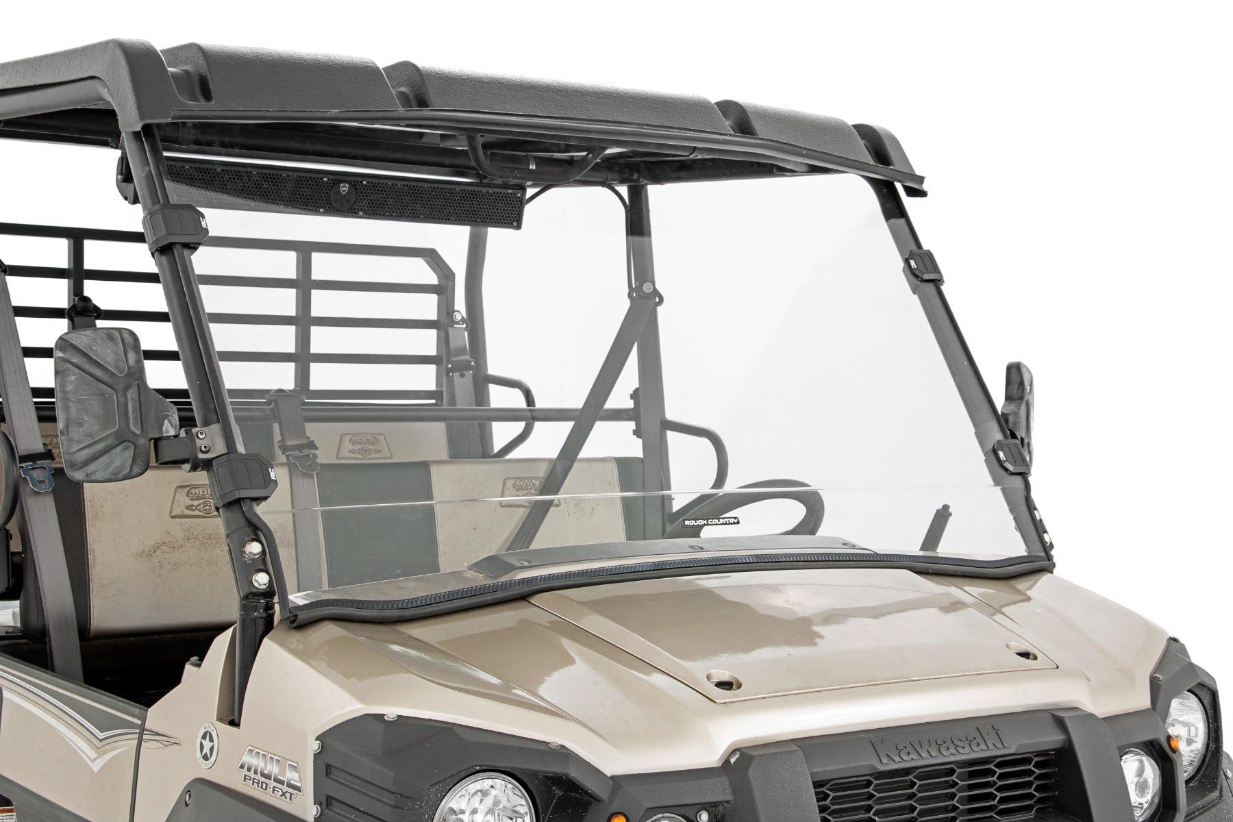 Rough Country 98115150 Full Front Windshield for Kawasaki Mule Pro-FX 4WD UTV - Durable Polycarbonate Protection for Off-Road Adventures & Farm Work