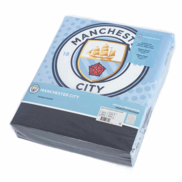 Manchester City FC Striker Double Duvet Cover Set - Premium Football Bedding for Fans - Perfect for Game Nights & Teen Bedrooms