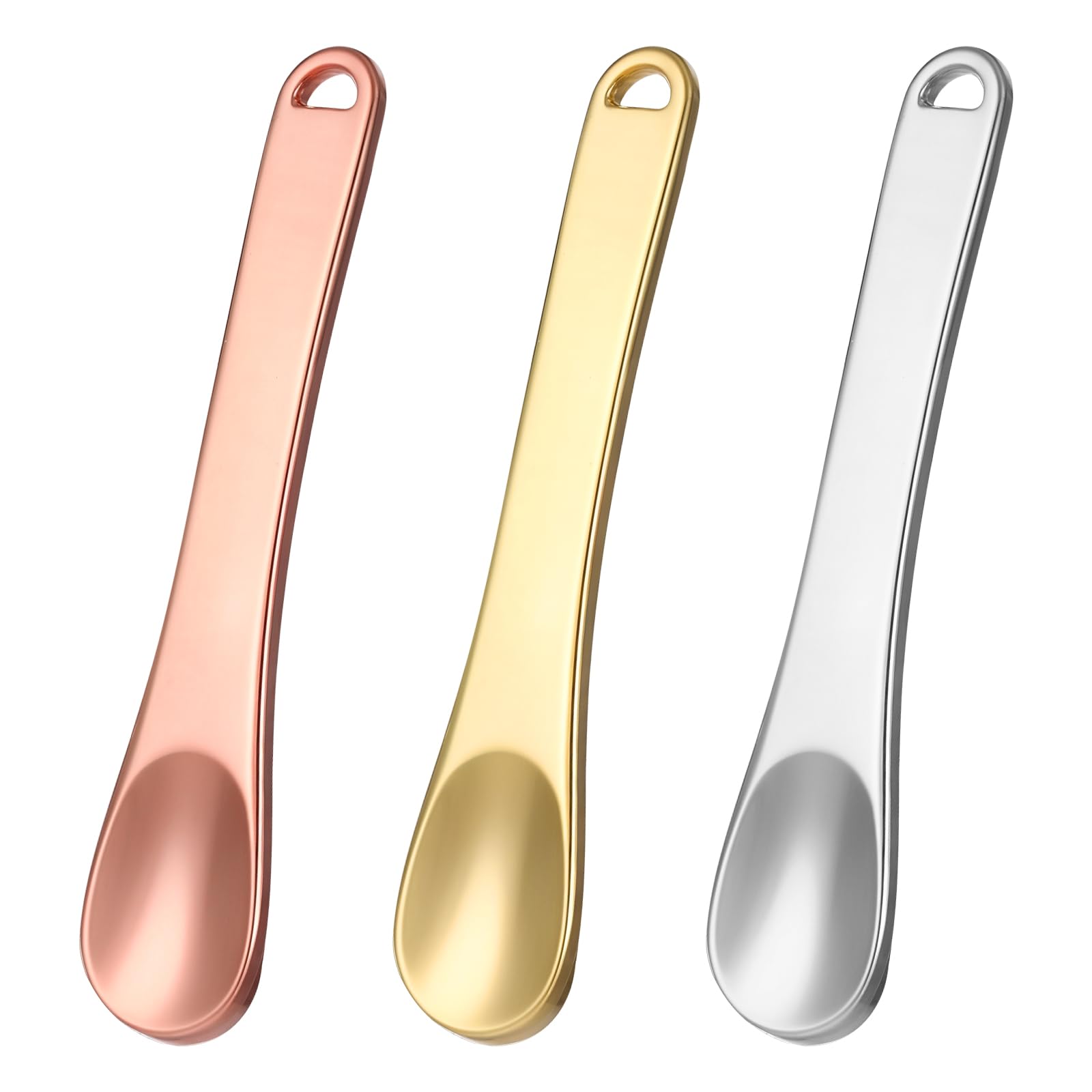 3PC Mini Metal Makeup Spatula Set - Gold, Silver, Rose Gold | Reusable Cosmetic Tool for Face Mask & Skincare Cream Application