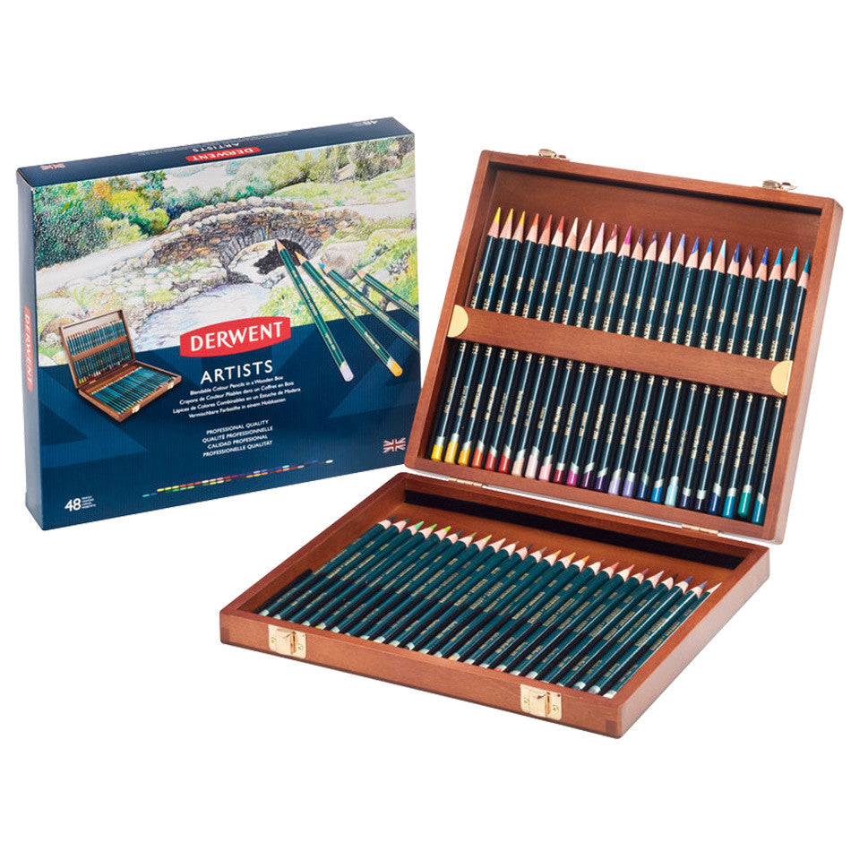 Derwent Artists Colored Pencils Set - 48 Premium Wooden Box for Professional Drawing & Sketching | Perfect for Artists, Illustrators & Adult Coloring Books