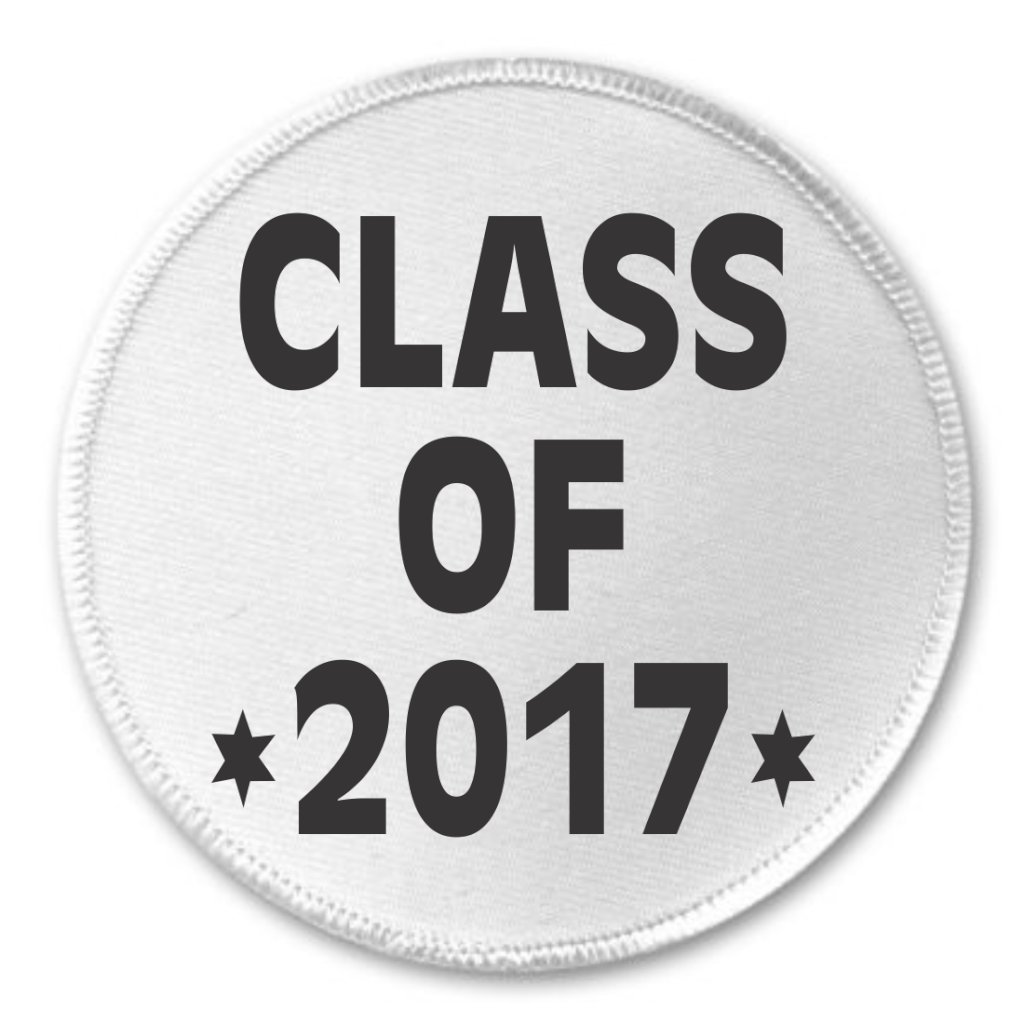 QTY 5 Class of 2017 3 Inch Sew On Iron On Patches for Graduation - High School, College, University Commencement DIY Embroidered Badges for Jackets, Backpacks, Hats & Gifts