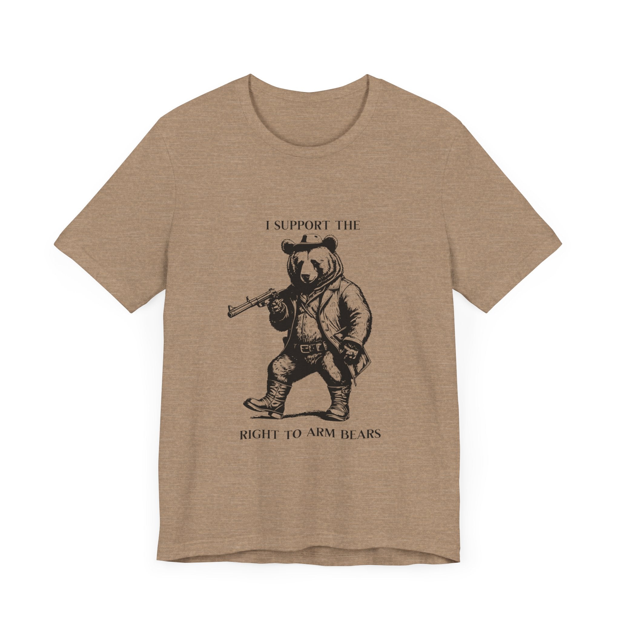 Funny 'I Support the Right to Arm Bears' Graphic T-Shirt - Western Style Cowboy Boot Bear Tee for Animal Lovers & Humor Fans - Perfect for Casual Wear, Western Parties & Gifts