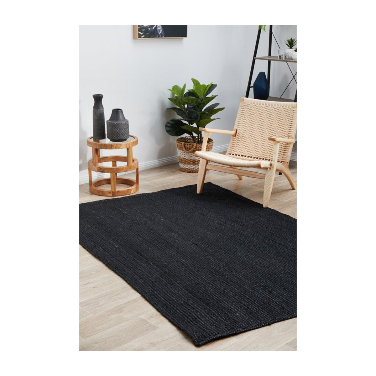 Bondi Rectangle Rug - Soft Modern Black Area Rug for Living Room, Bedroom, or Office - Non-Slip & Easy to Clean