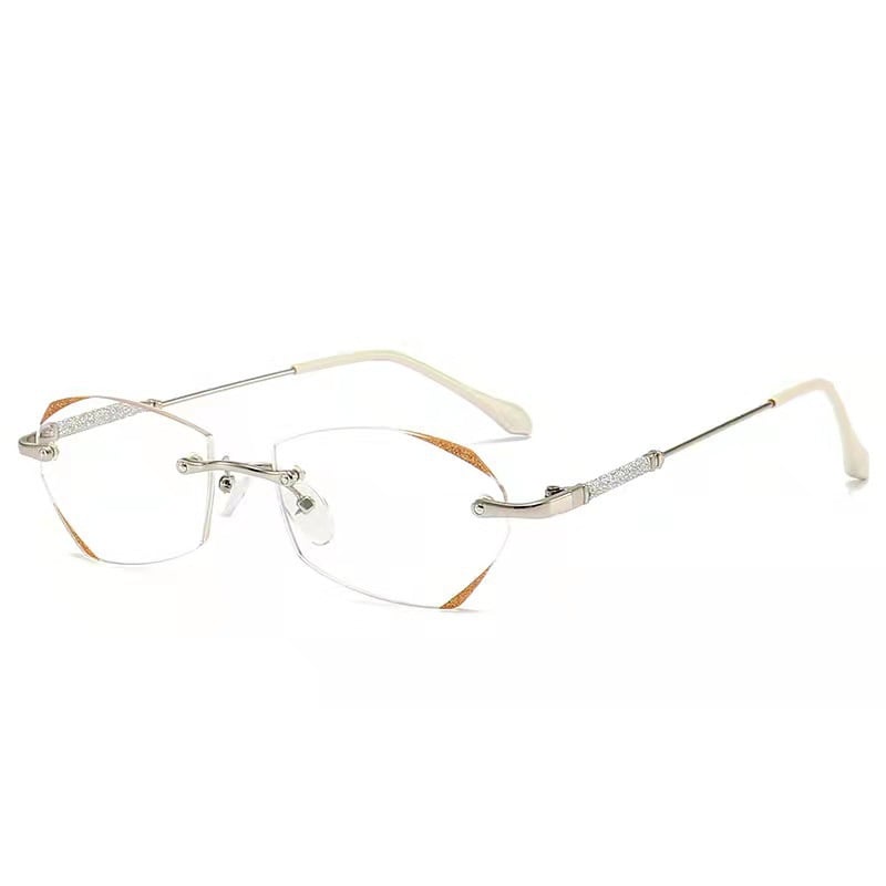 Women's Diamond Rimless Anti Blue Light Reading Glasses - Stylish & Comfortable for Computer Work, Reading & Screen Time Protection