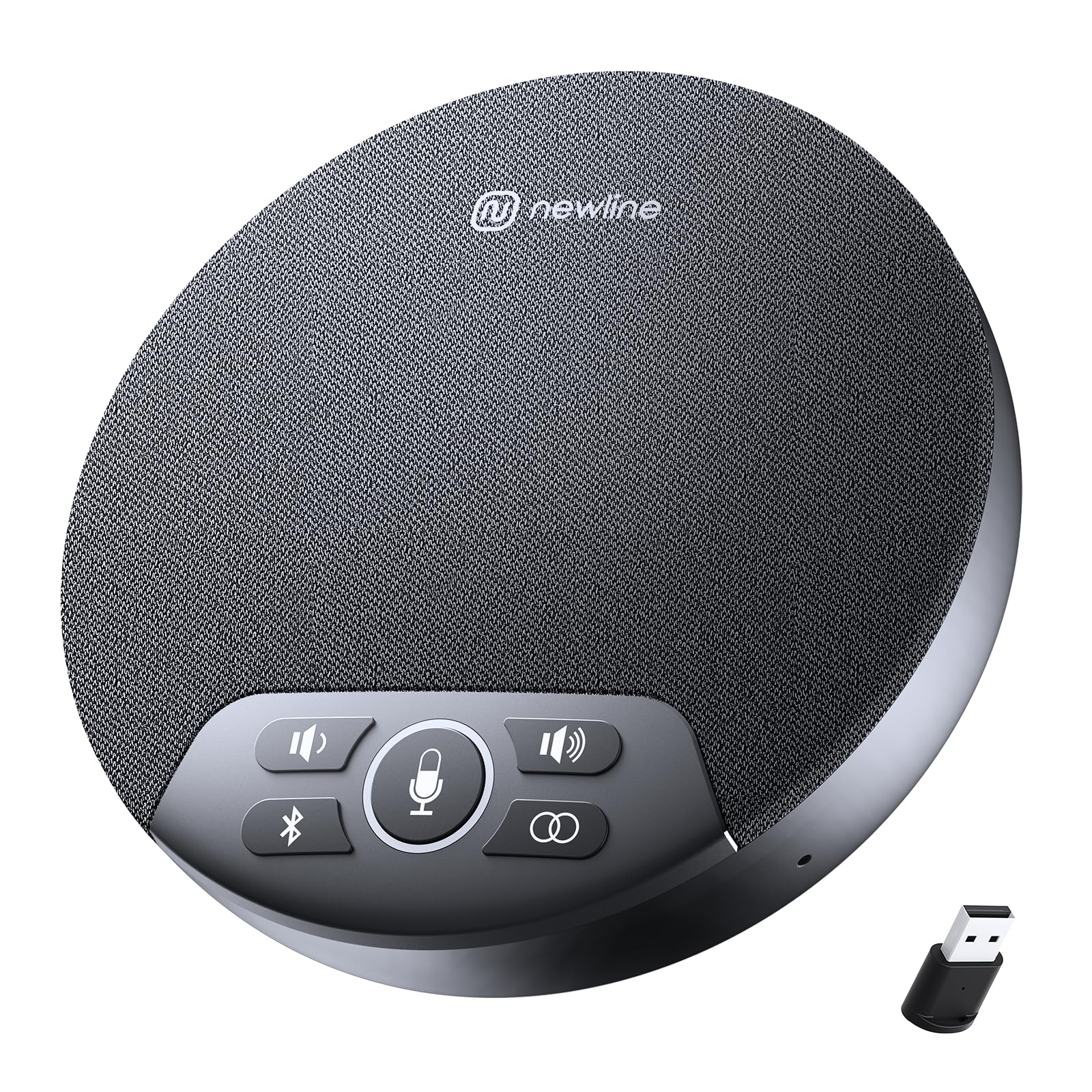 NewPie 91 Conference Speaker and Microphone - 4 AI Mics with 360° Voice Pickup, Plug & Play Bluetooth Speakerphone with Dongle, Wireless Daisy Chaining & Noise Reduction - Perfect for Business Meetings, Home Office & Remote Work