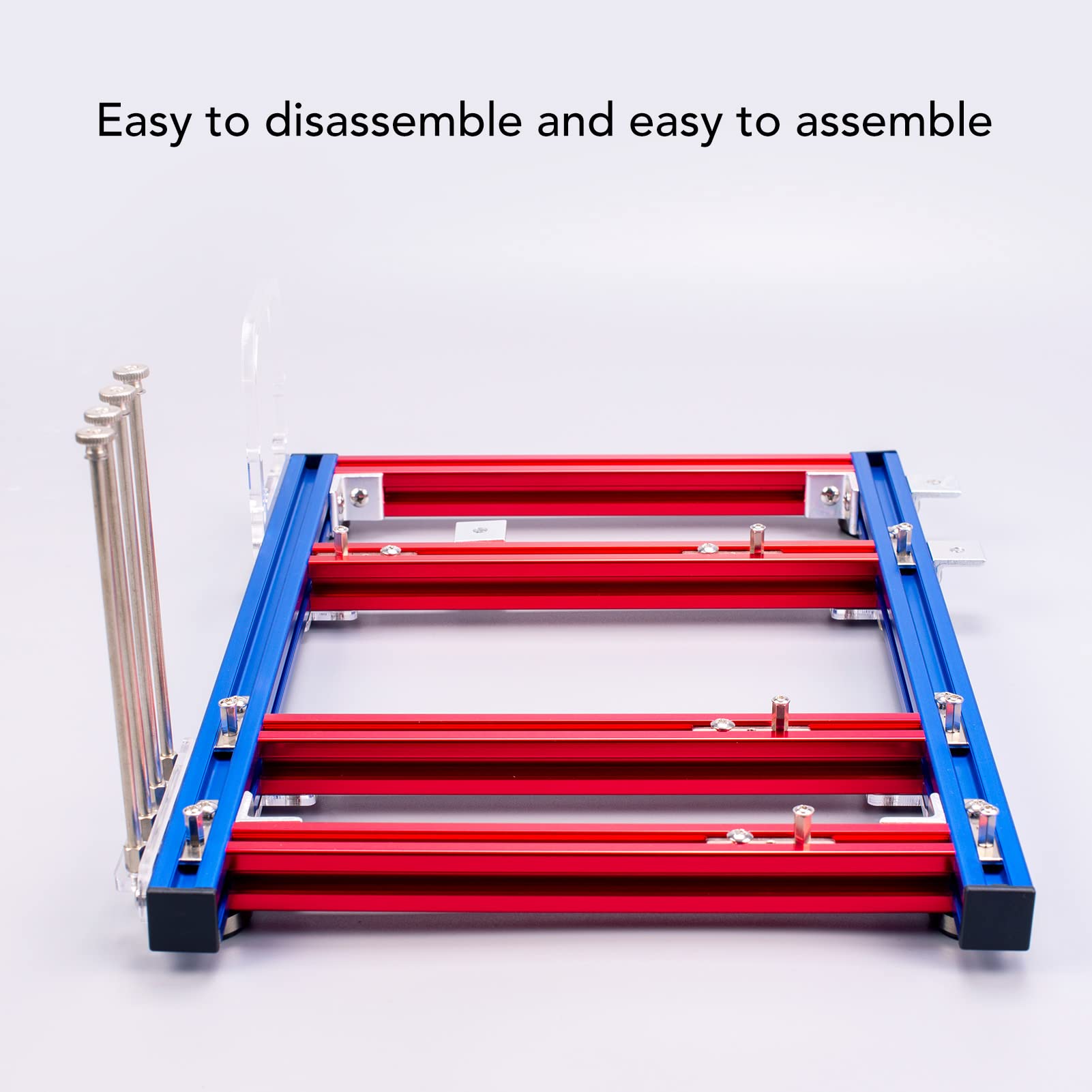 DIY MATX Computer Motherboard Case Rack - Aluminum Open Air Chassis Bracket for Creative PC Builds | Excellent Heat Dissipation (Blue/Red) | Perfect for Gaming Rigs, Mining Rigs & Custom PC Workstations