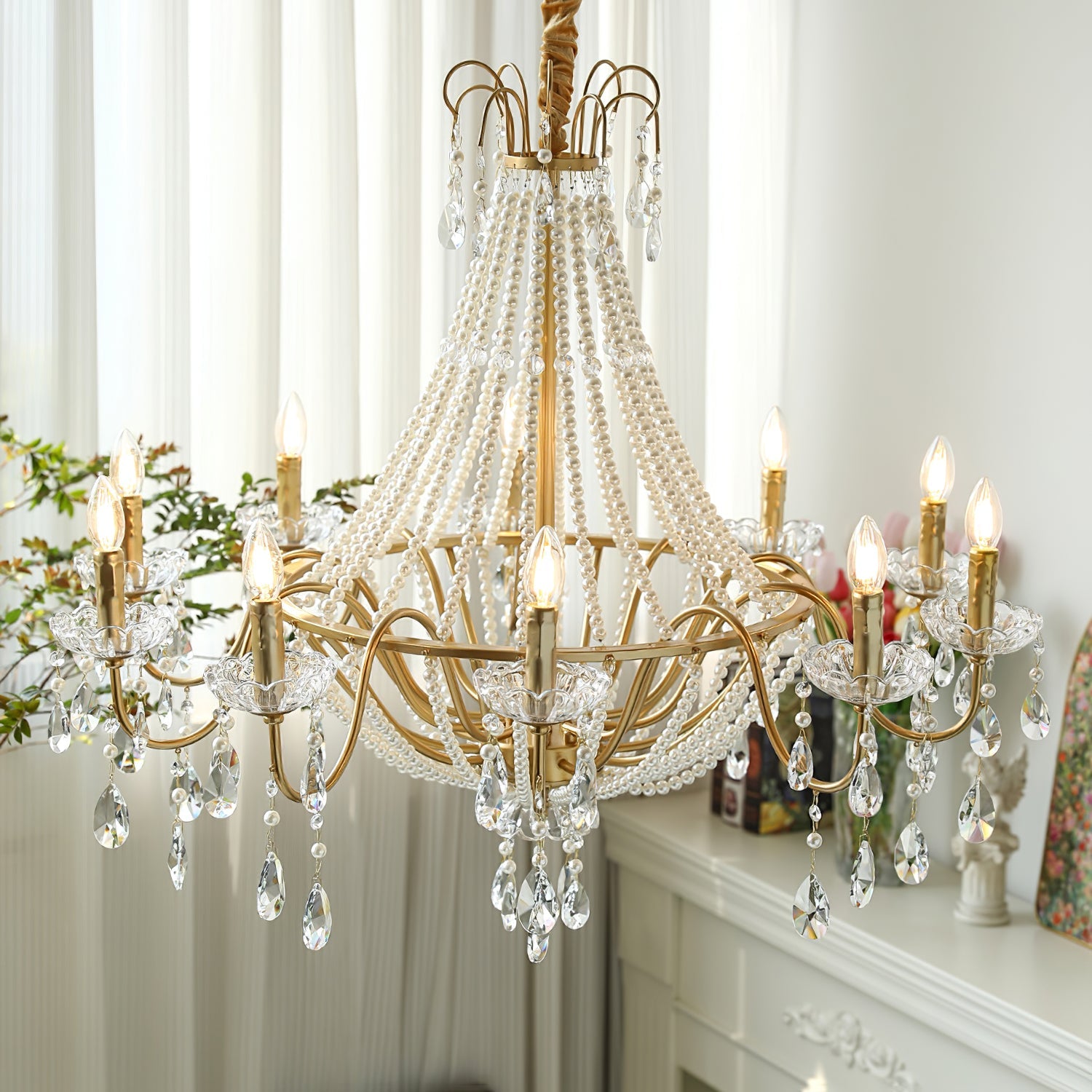 Arcadia Gold Chandelier - Elegant Crystal Ceiling Light Fixture for Dining Room, Living Room & Bedroom | Perfect for Home Decor & Wedding Venues