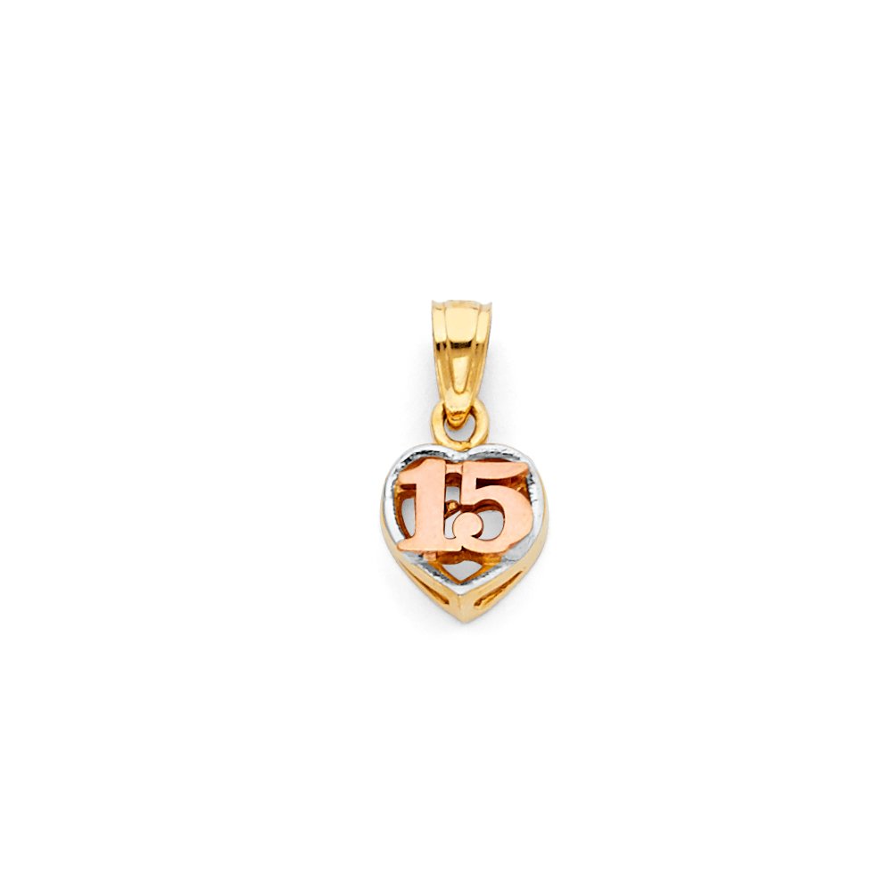 14K Tri-Color Gold Mini Heart Charm Pendant - 10mm x 8mm Small Birthday or Anniversary Gift for Her, Perfect for Necklaces, Bracelets & Jewelry Making