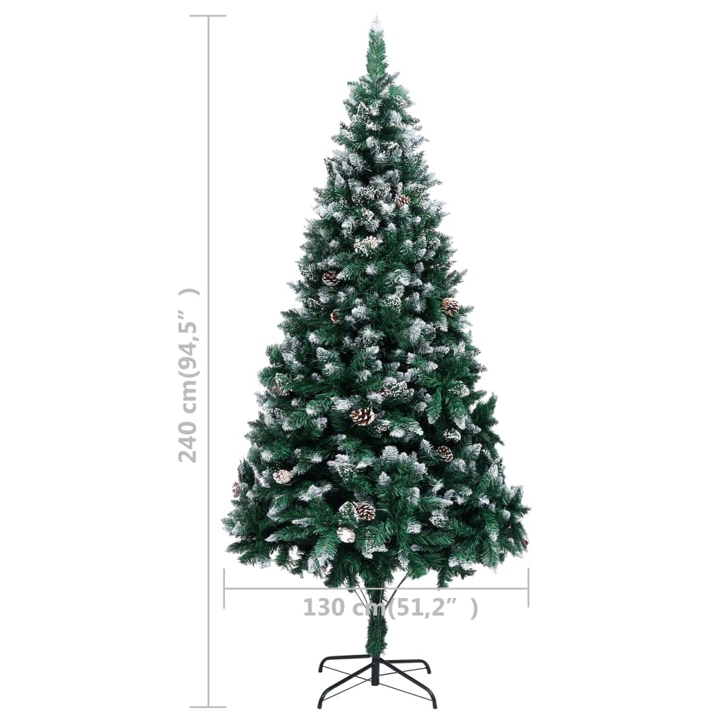 8ft Artificial Christmas Tree with Pine Cones & Snow Tips - Eco-Friendly Lifelike Holiday Decor with Sturdy Metal Base | Perfect for Living Room, Office & Christmas Party Decoration