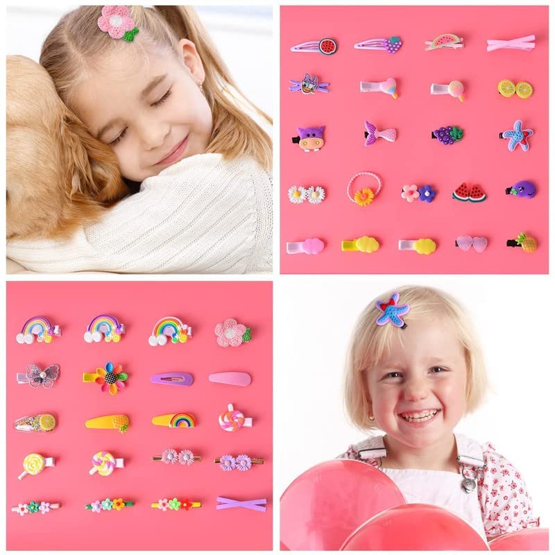 LYTIX 14Pcs Unicorn Ice Cream Hair Clips Set for Girls - Cute Cartoon Hair Barrettes for Toddlers & Kids - Perfect for Birthday Parties, School, and Daily Hair Accessories