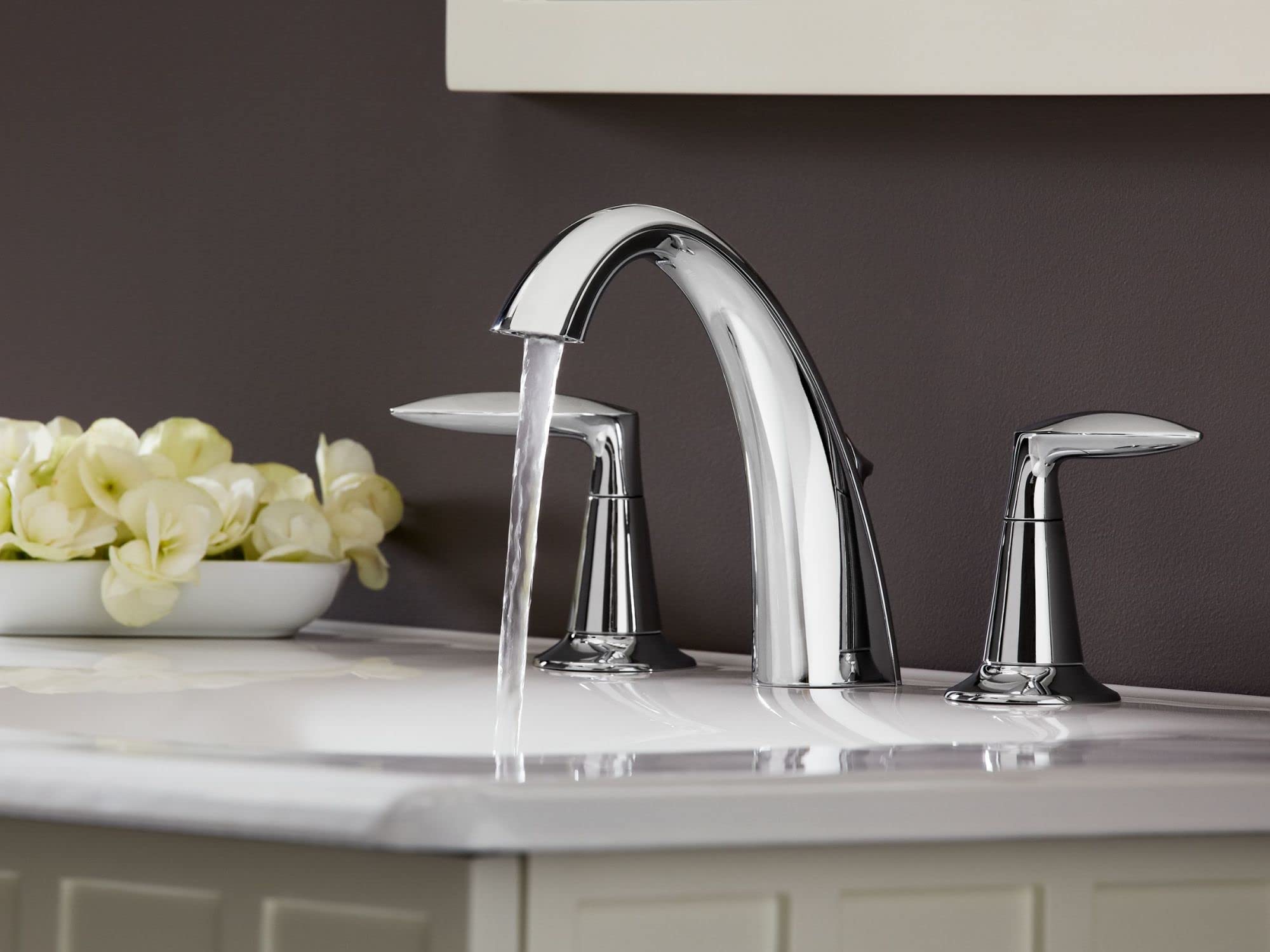 KOHLER K-45102-4-BN Alteo 2-Handle Widespread Bathroom Sink Faucet with Metal Drain - Brushed Nickel Finish for Modern Vanities & Powder Rooms | Durable & Stylish Bathroom Upgrade