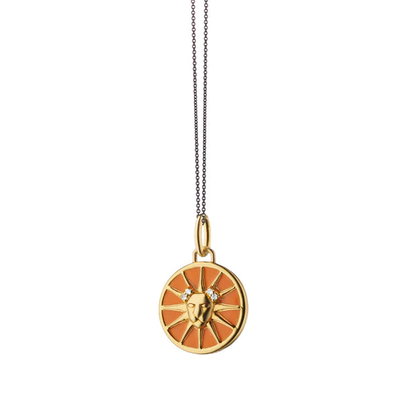 Mini Leo Enamel Vermeil Charm - Zodiac Necklace Pendant for Women, Gold-Plated Sterling Silver Jewelry Gift for Birthday, Anniversary & Everyday Wear