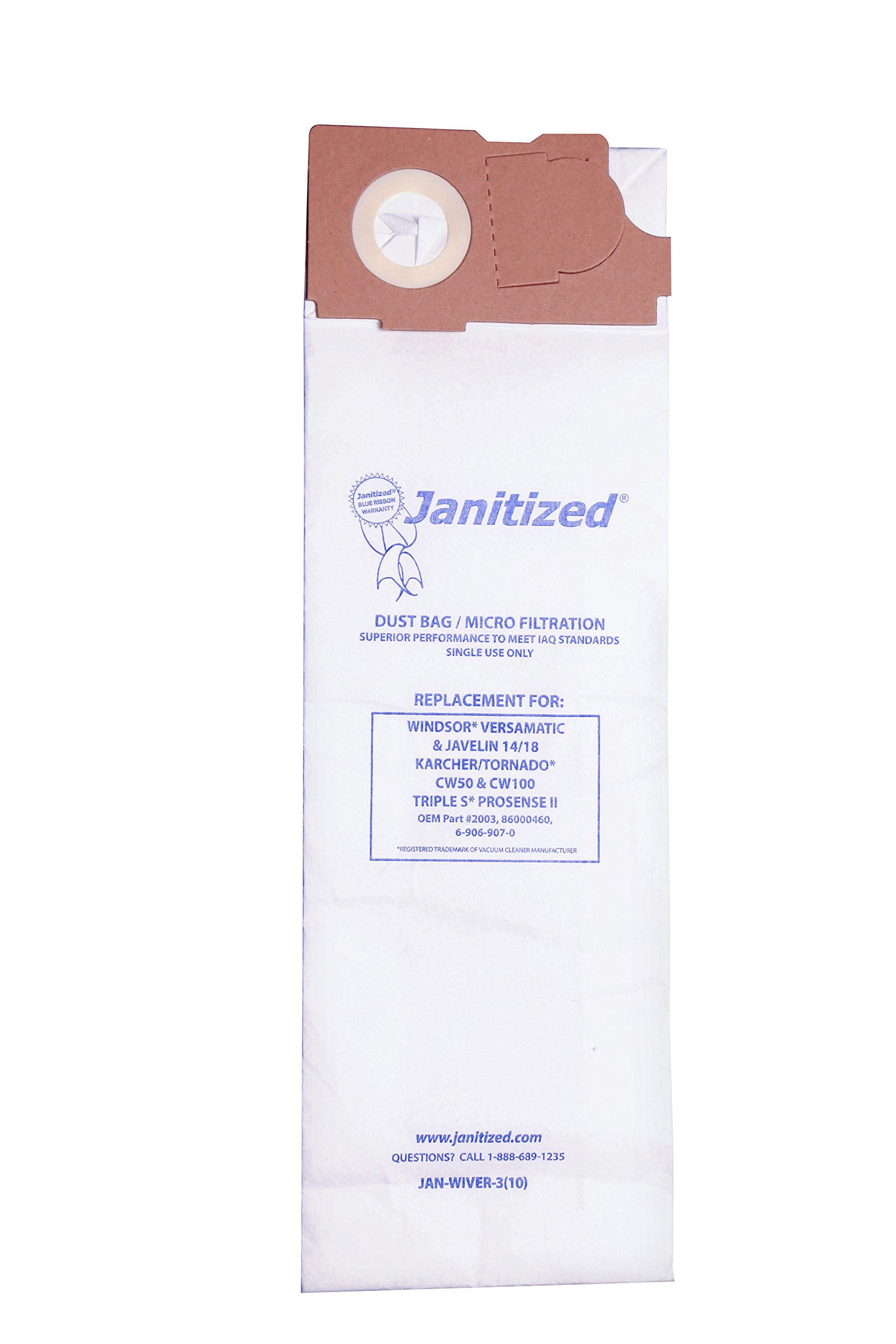 Janitized Vacuum Filter Bags 100-Pack - Compatible with Windsor Versamatic Vacuum Cleaners | Premium Dust Collection for Home & Commercial Cleaning
