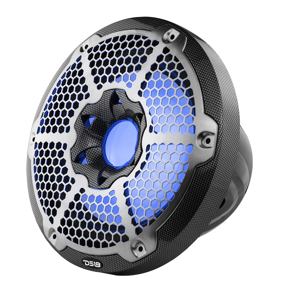 DS18 CF10SUB 10 Inch Waterproof Marine Subwoofer with RGB Lights - 600W Max Power for Boats, ATV, UTV - Perfect for Outdoor Adventures & Off-Road Vehicles