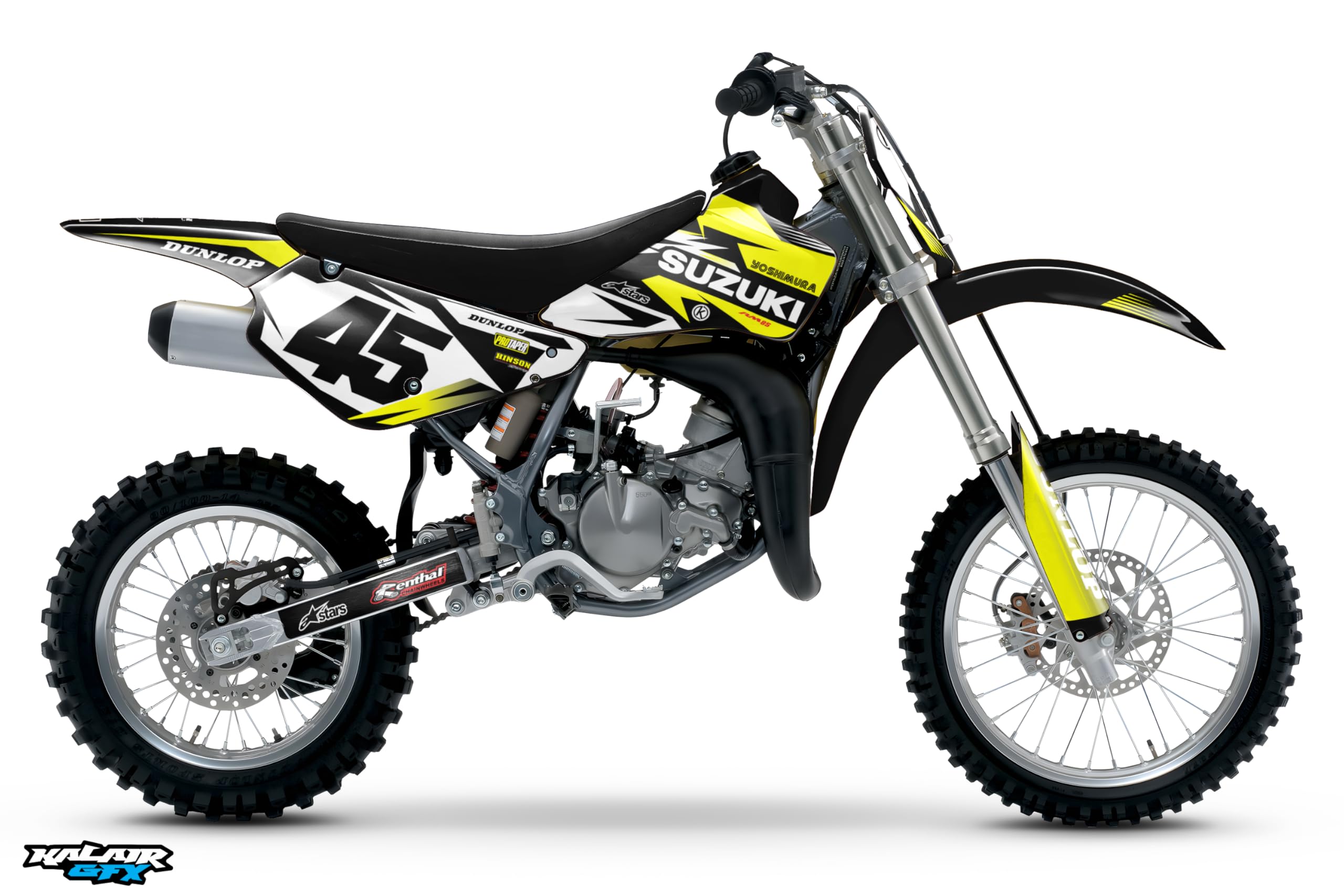 Suzuki RM85 (2001-2023) Dirt Bike Graphics Kit - Division Series Yellow 16 Mil Vinyl Decals for Motocross Racing & Pit Bike Stickers - Perfect for Track Racing, Trail Riding & Off-Road Motorcycle Customization