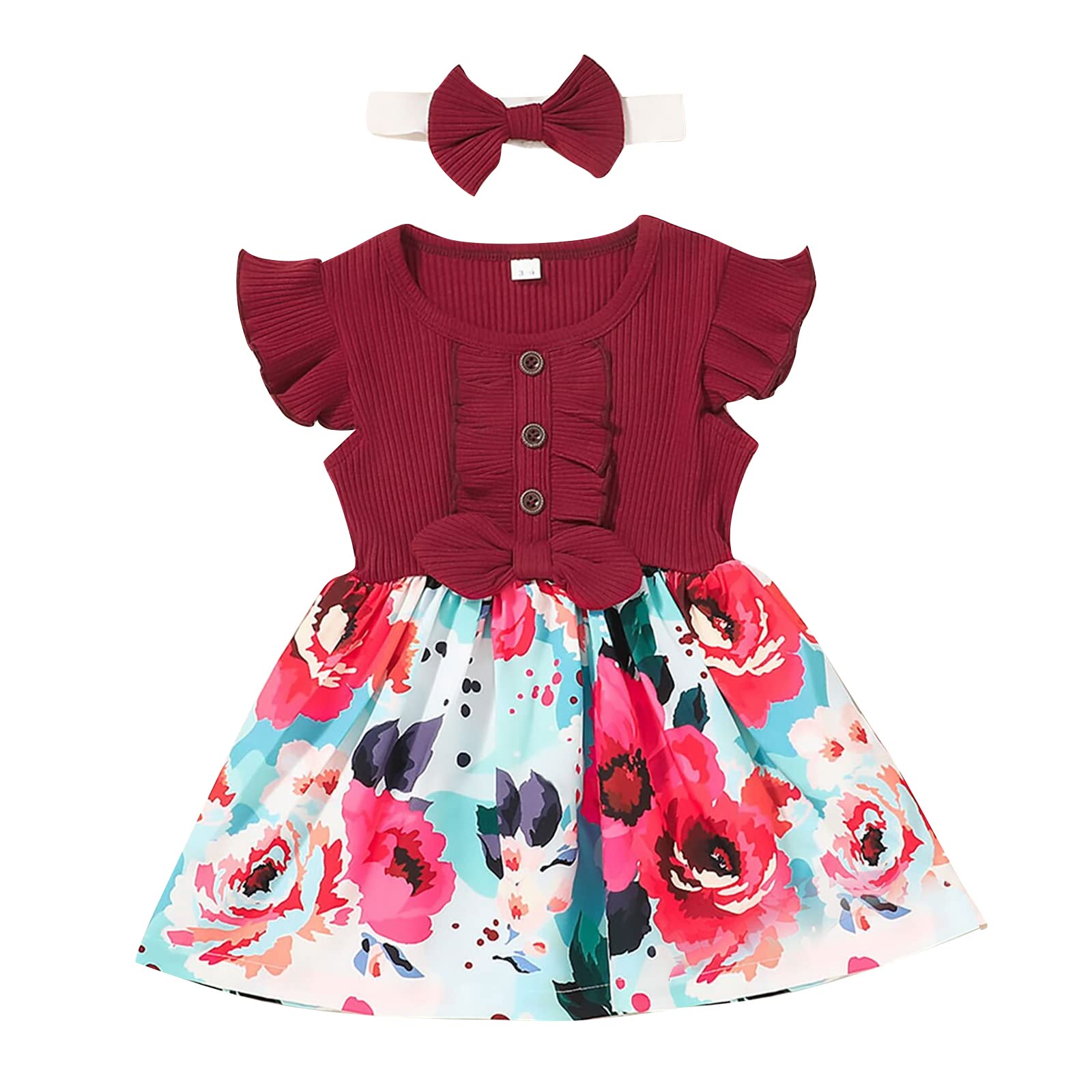 VINUOKER Toddler Girl Floral Sundress - Summer & Fall Casual Dress for Baby & Little Girls - Perfect for Playdates, Parties & Outdoor Adventures