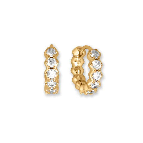 14K Gold Plated Cubic Zirconia Hoop Earrings for Women - Elegant Fashion Jewelry Gift for Parties, Weddings & Everyday Wear