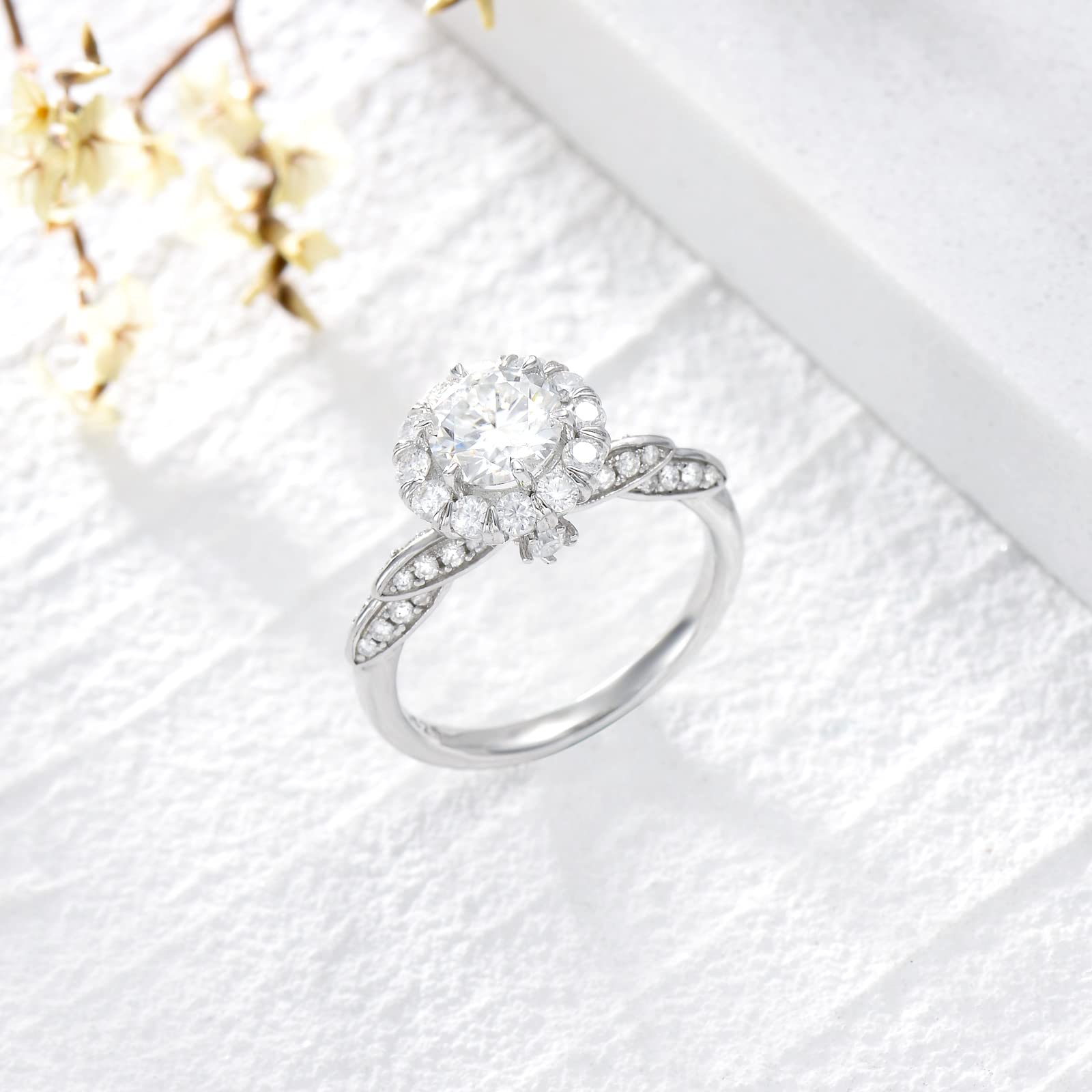 1.25 Carat (ctw) Moissanite Engagement Rings for Women - 10K/14K/18K Gold & Platinum Plated Silver - Sparkling Wedding, Proposal & Anniversary Jewelry Gift