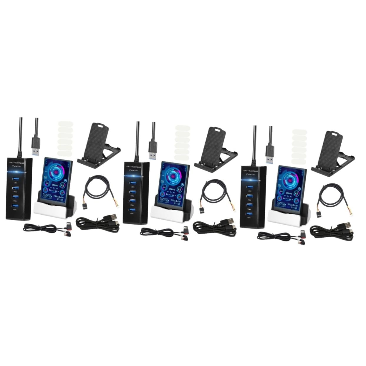 Homoyoyo 3-Pack USB Mini Secondary Monitor for PC - Real-Time Network, RAM, GPU & CPU Data Display - Compatible with Mini PCs & Lian Li Q58 Cases - Perfect for Gaming Rigs, Workstations & System Monitoring
