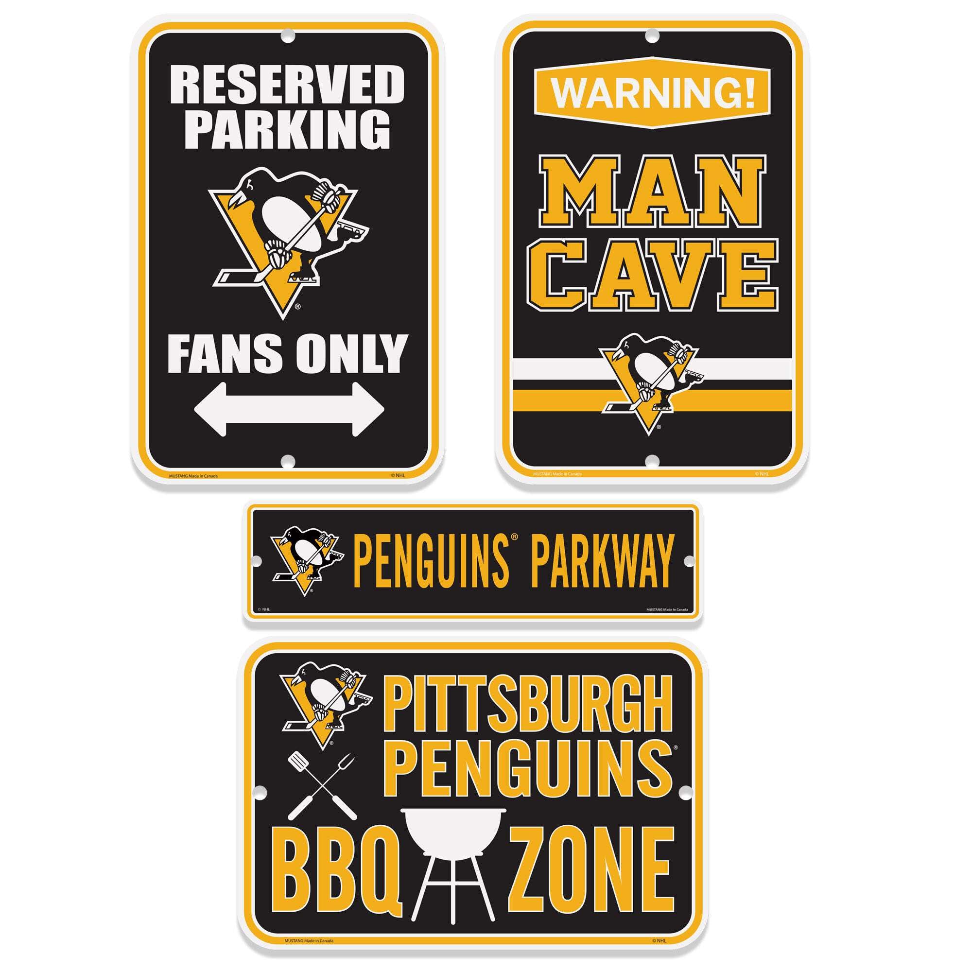Pittsburgh Penguins 4-Pack Fan Sign Set - Perfect for NHL Games, Tailgating & Home Decor | Officially Licensed Penguins Merchandise