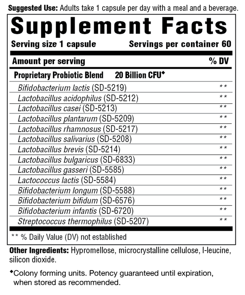 Innate Response Flora 20 14™ Ultra Strength Probiotic Supplement - Supports Digestive & Immune Health - Ideal for Daily Wellness Routine & Travel