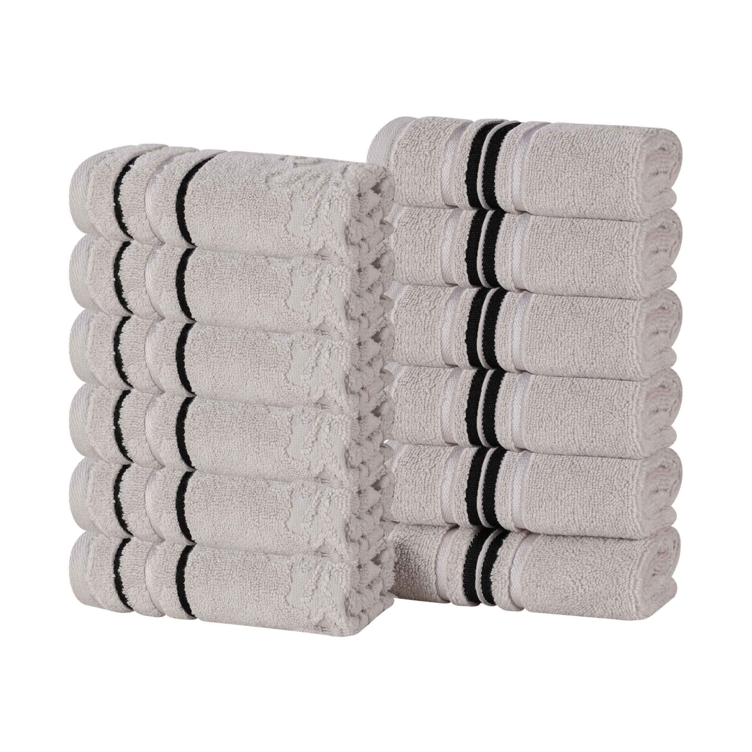 Premium 12-Pack Sadie Zero Twist Cotton Face Towels - Solid & Jacquard Floral Designs | Ultra Soft Bath & Hand Towels for Spa, Gym, Travel & Home Use