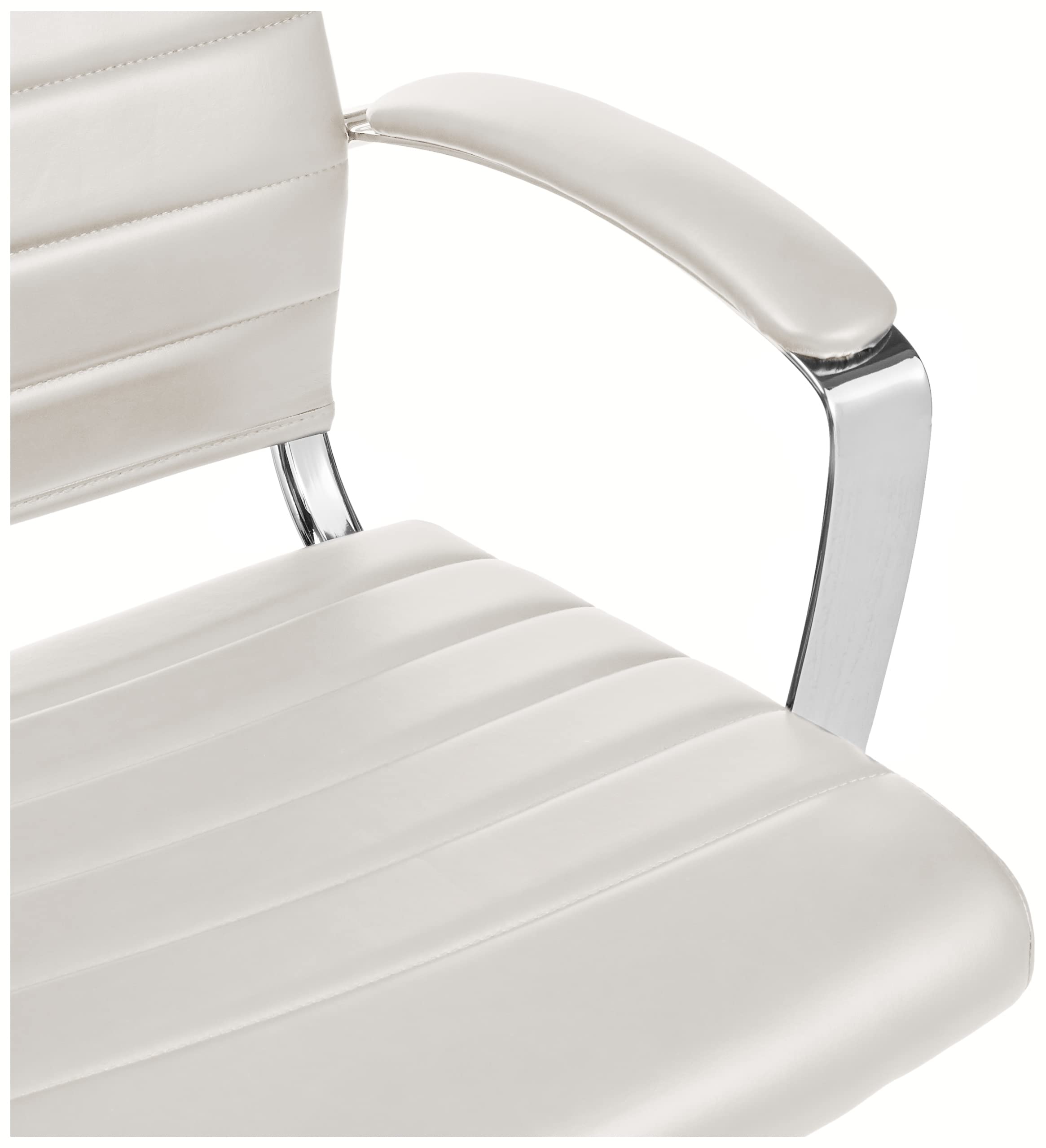 Amazon Basics High-Back Ergonomic Office Chair - Adjustable Swivel Desk Chair with Lumbar Support, Faux Leather Upholstery, Modern White Home Office Furniture (45.25