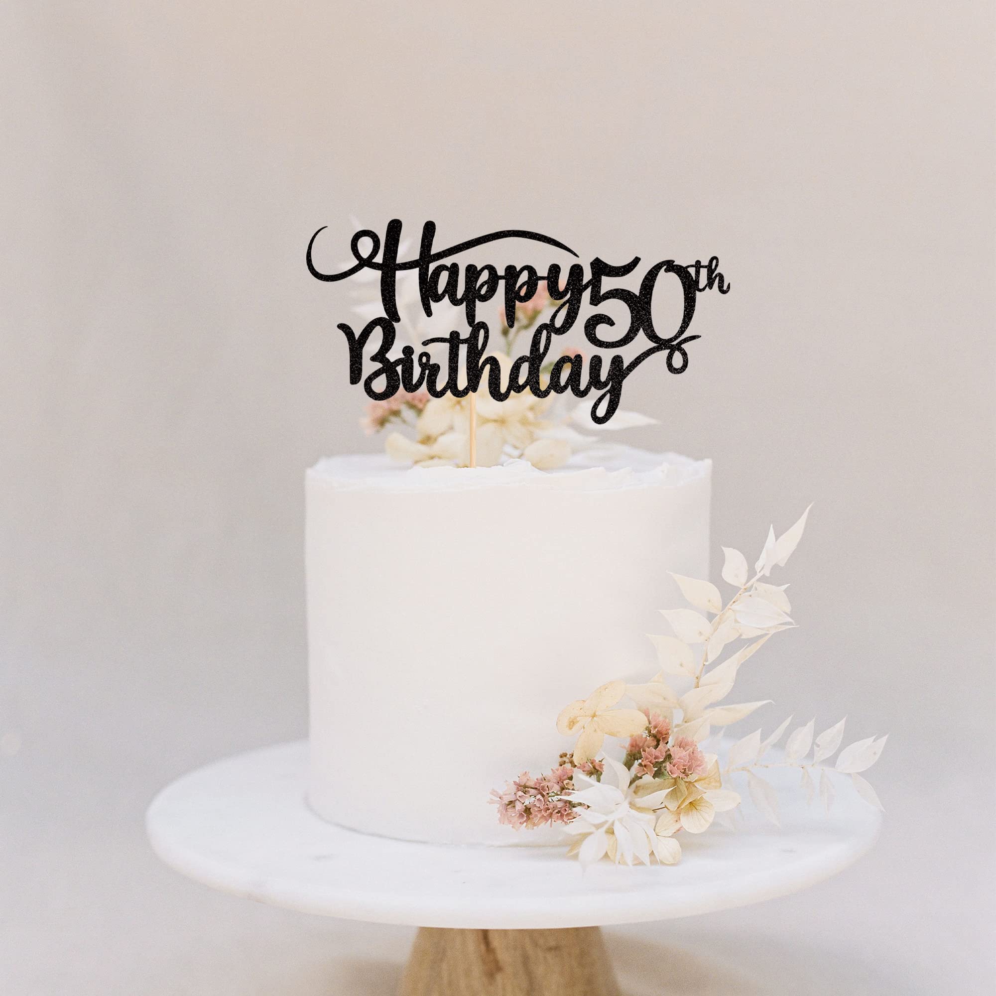 Rsstarxi 1 Pack Happy 50th Birthday Cake Topper - Glitter Number 50 Decorations for Fifty Years Old Anniversary Party Supplies - Perfect for Birthday Cakes, Cupcakes & Celebration Desserts