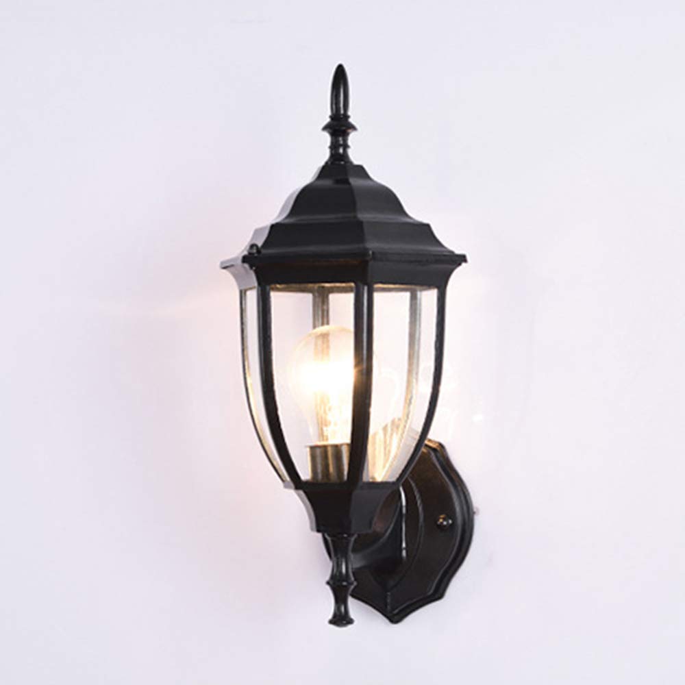 Black Retro Outdoor Wall Light - Aluminum & Glass Exterior Wall Lantern for Yard, Terrace, Patio - Weatherproof Vintage Wall Sconce Lighting for Outdoor Decor