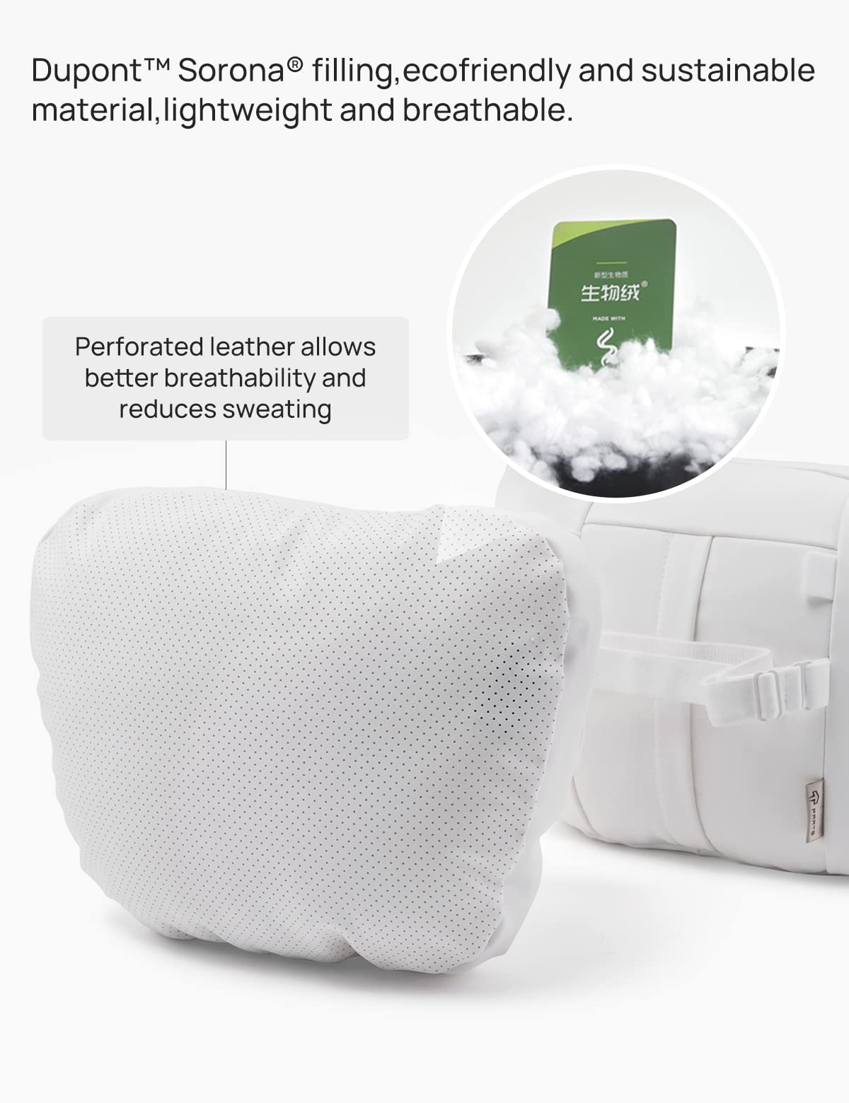 Tesla Model Y/X/3/S Leather Headrest Pillow - 2 Pack White for Travel Comfort