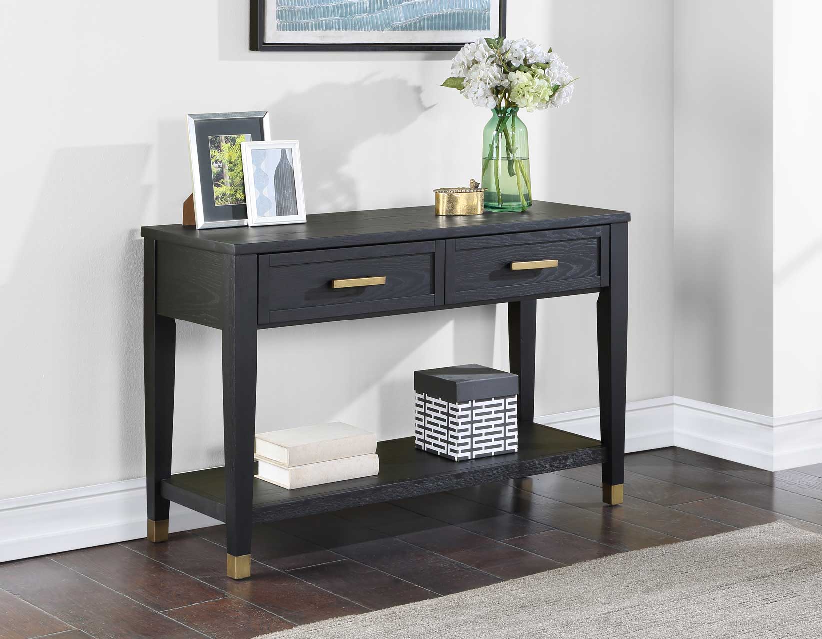 Yvette Sofa Table - Modern Narrow Console Table for Small Spaces, Entryway, Living Room & Hallway - Sturdy Wooden Sofa Side Table with Shelf for Home Decor & Storage