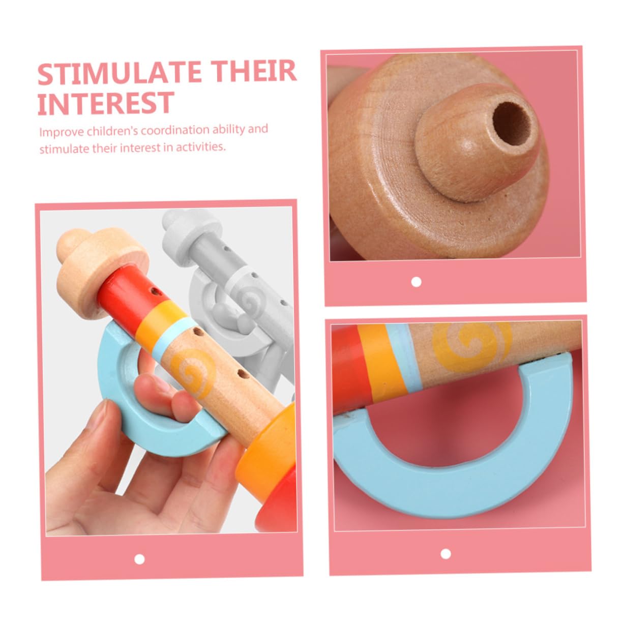 WESIEVYA Wooden Trumpet Toy for Babies & Toddlers - Educational Musical Instrument, Mini Trumpet for Kids - Perfect for Early Learning, Music Play & Pretend Band Performances