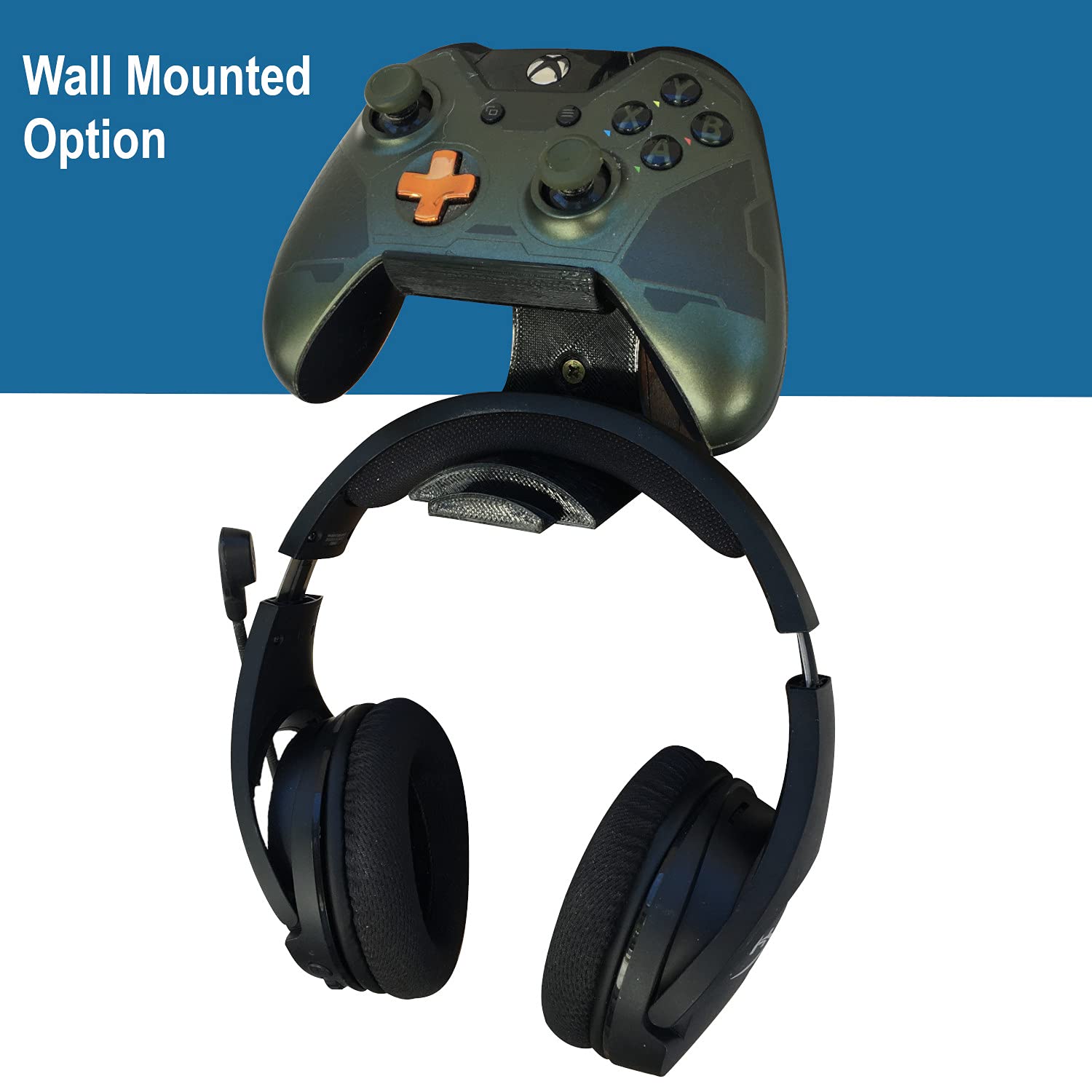 Xbox One Controller Wall Mount | Steam Controller & Headset Holder - Space-Saving Gaming Setup Organizer for Bedroom, Game Room & Office