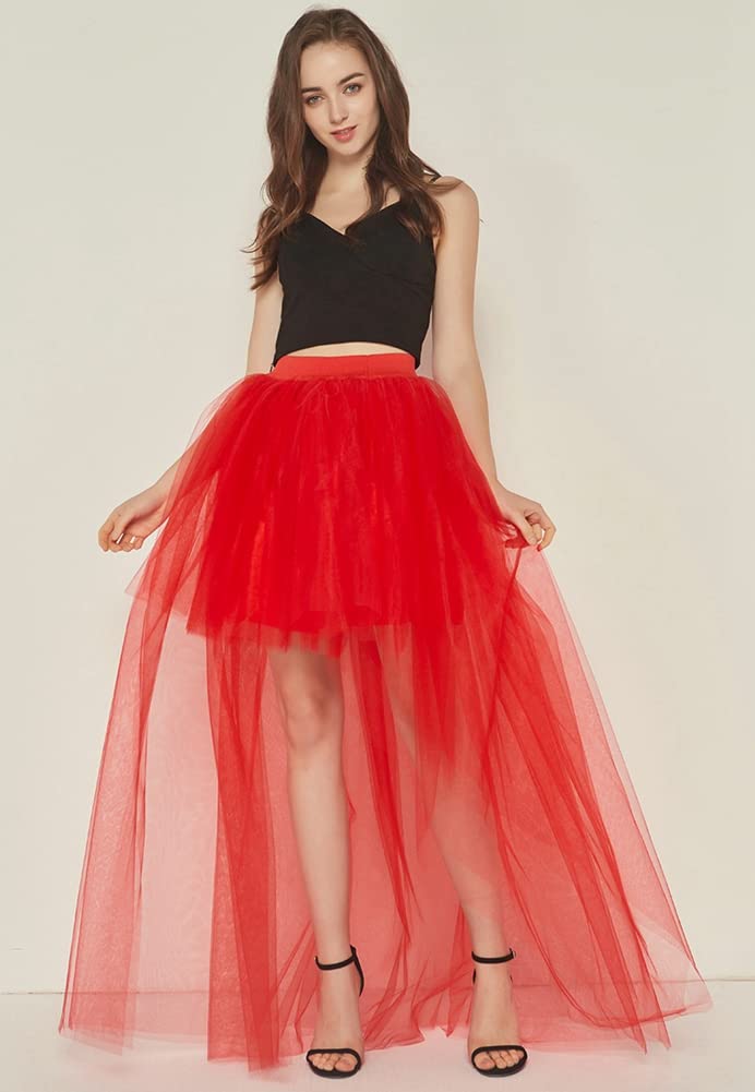Elegant Women's Long Tulle Overlay Skirt - Sexy High Low Party Overskirt for Weddings, Prom & Special Occasions