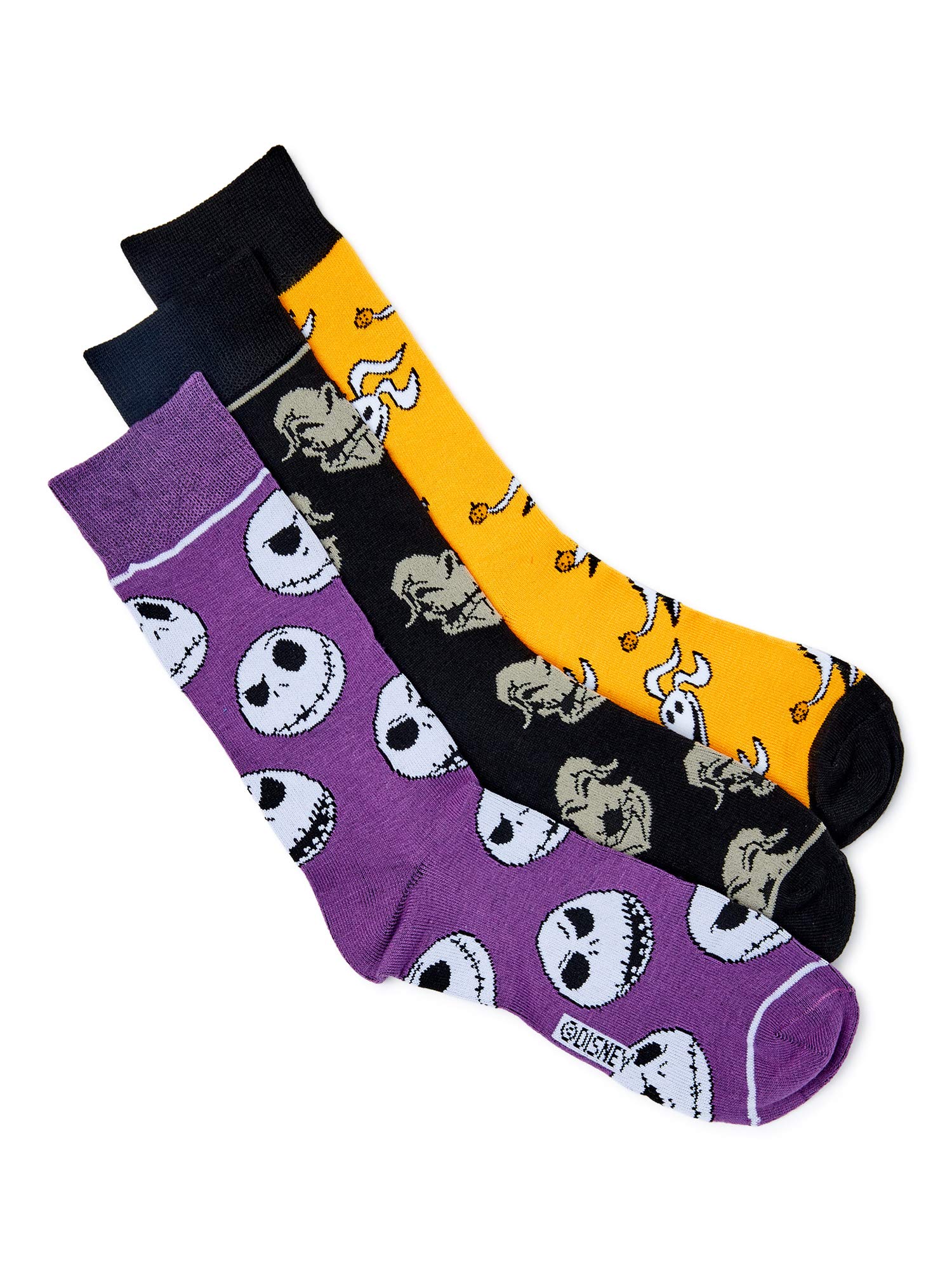 Nightmare Before Christmas Men's 3-Pack Crew Socks | Halloween & Christmas Themed Socks for Cosplay, Gift Giving & Holiday Outfits