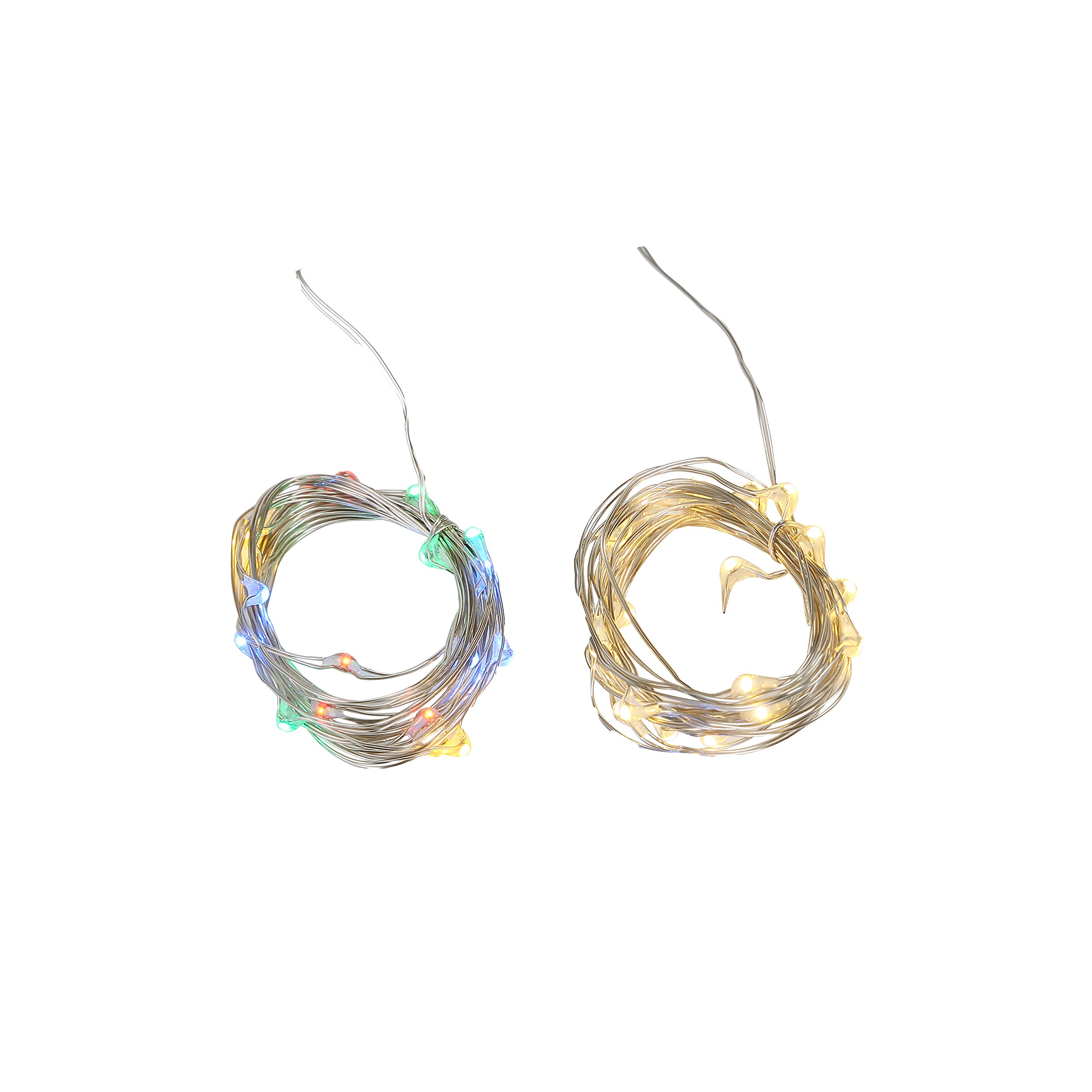 20 LED Twinkle Fairy String Lights with Timer - Battery Operated for Easter, Garden, Wedding, Party & Christmas Decorations (Set of 2, Warm White & Multicolor) - Perfect for Indoor/Outdoor Home Decor, Bedroom, Patio & Holiday Lighting