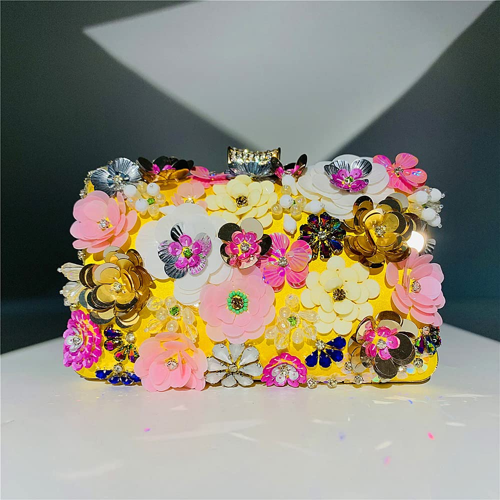 JIAJIA 3866 Women's Rhinestone 3D Sequins Envelope Clutch Purse - Elegant Wedding Evening Handbag for Bride, Prom, Party & Special Occasions