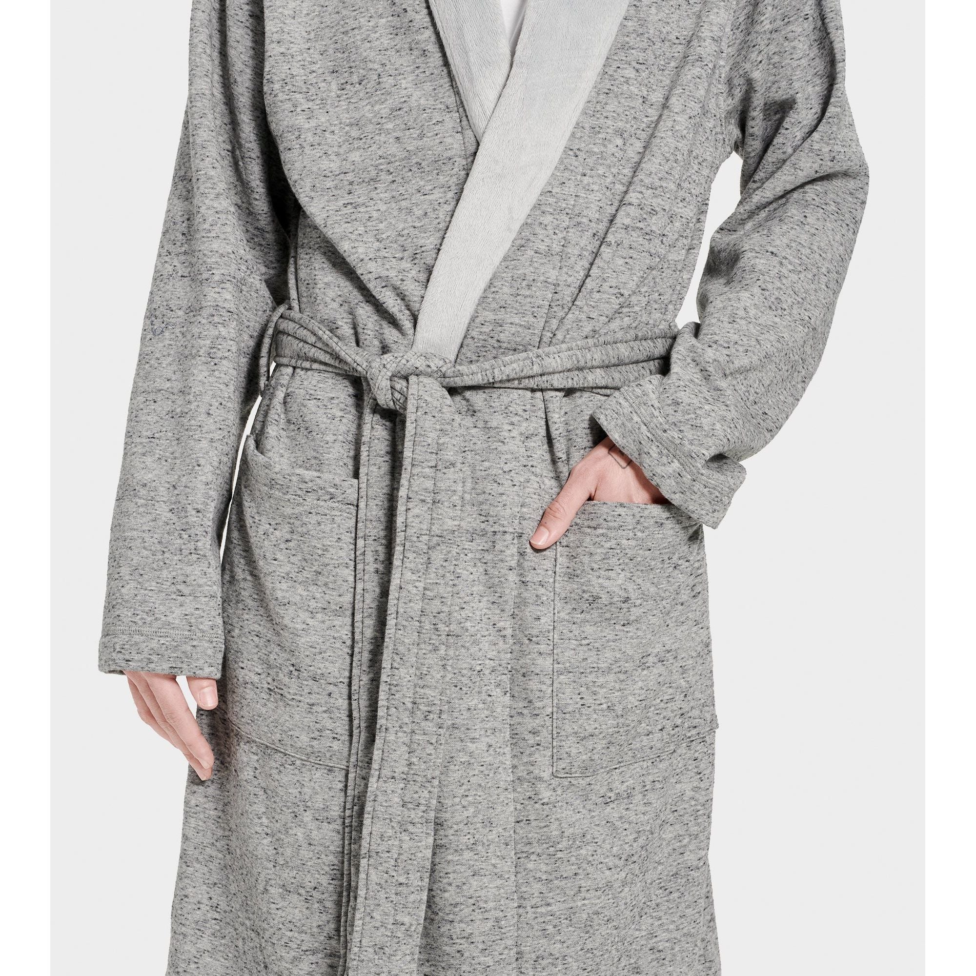 UGG Men's Robinson Robe in Grey Heather - Soft Fleece Bathrobe for Men - Perfect for Lounging, Spa Days & Cozy Home Wear