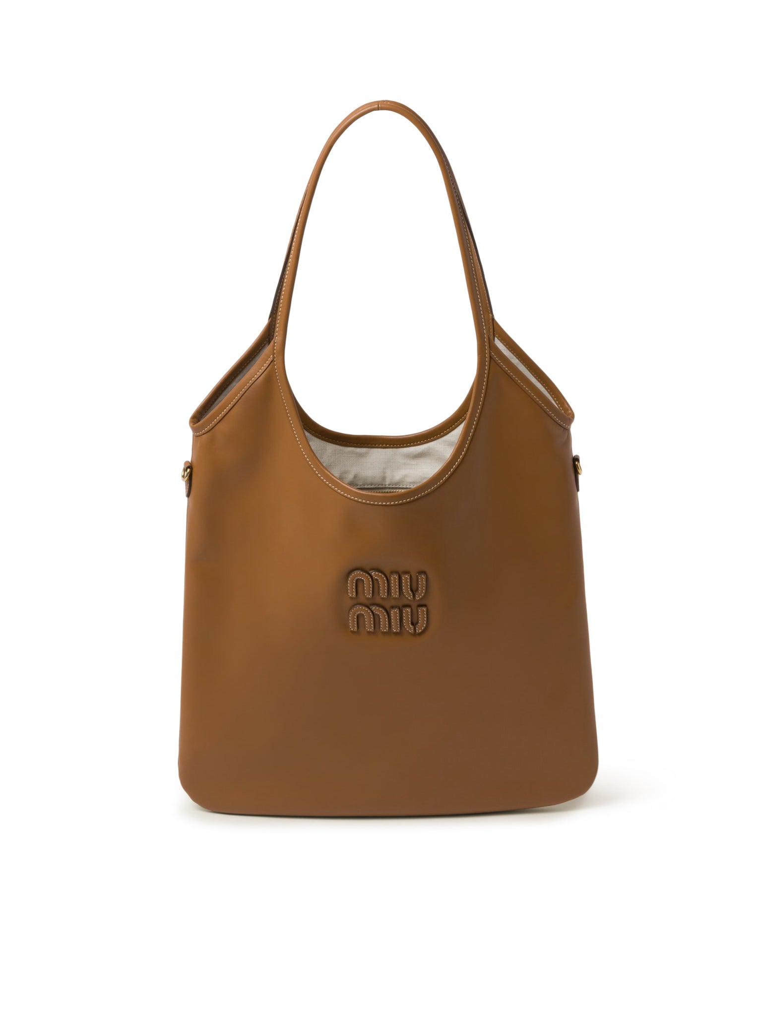 Miu Miu Ivy Leather Crossbody Bag in Nude Neutrals & Cognac - Stylish & Luxurious Handbag for Women | Perfect for Work, Travel & Everyday Use