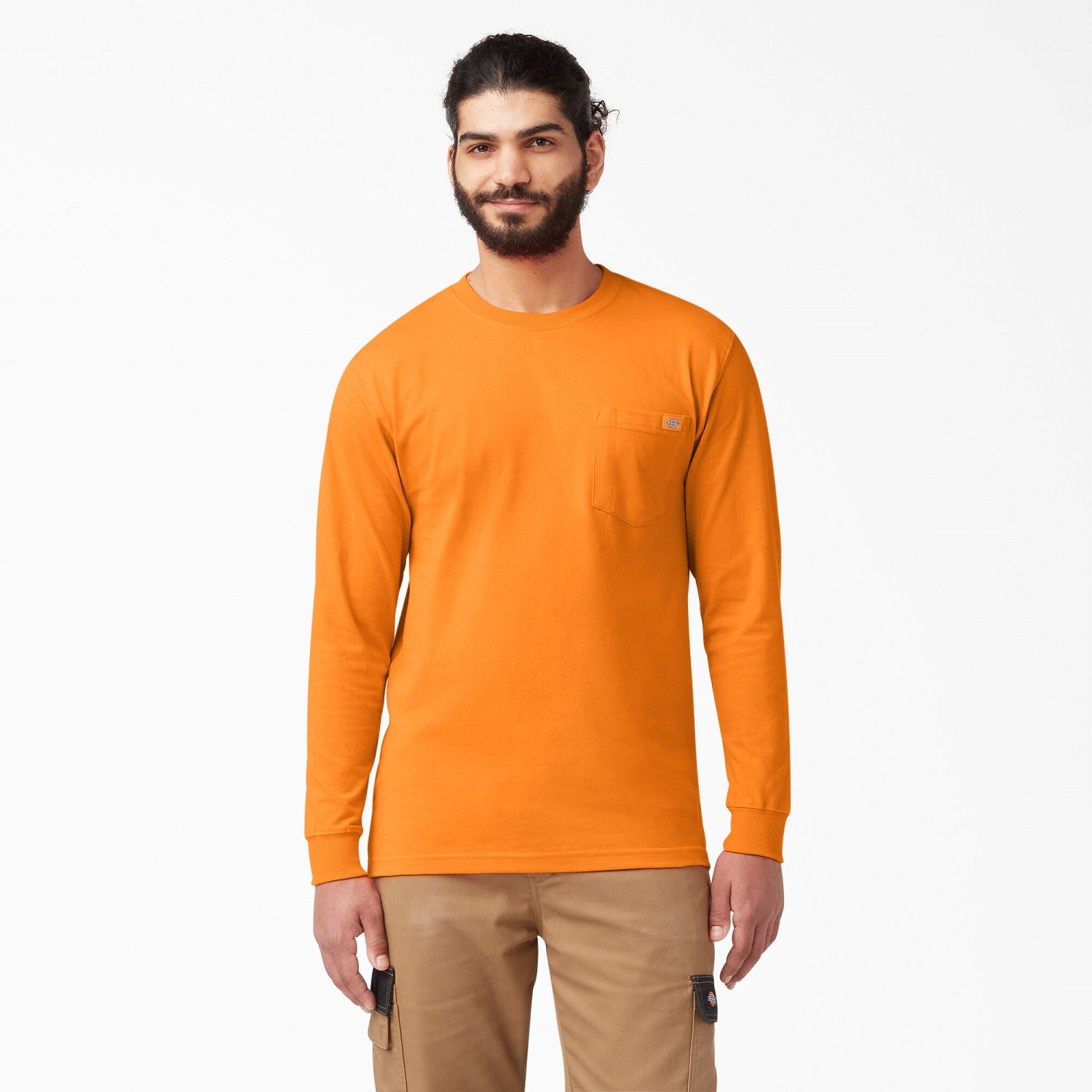 Dickies Men's Heavyweight Long Sleeve Crew Neck T-Shirt - Durable Workwear for Construction, Landscaping & Outdoor Activities