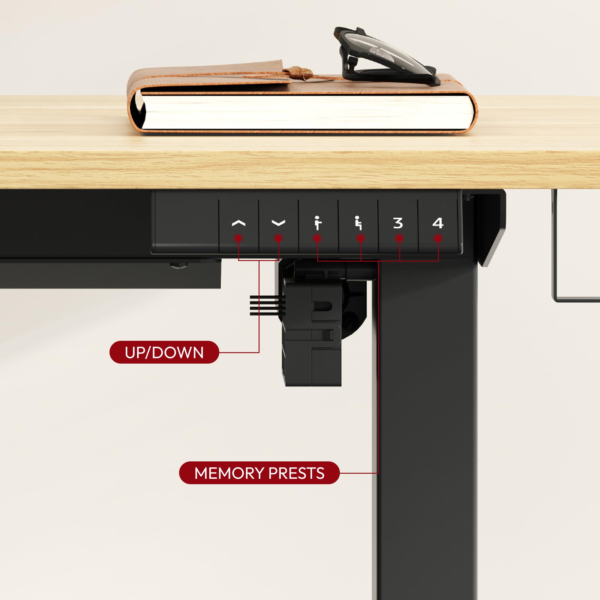 SANODESK 55 x 28 Inches Electric Standing Desk - Height Adjustable Whole-Piece Desktop with 6-Button Controller, Ergonomic Computer Desk for Home Office (Black Frame + Natural Tabletop) - Perfect for Remote Work, Gaming & Study Setup