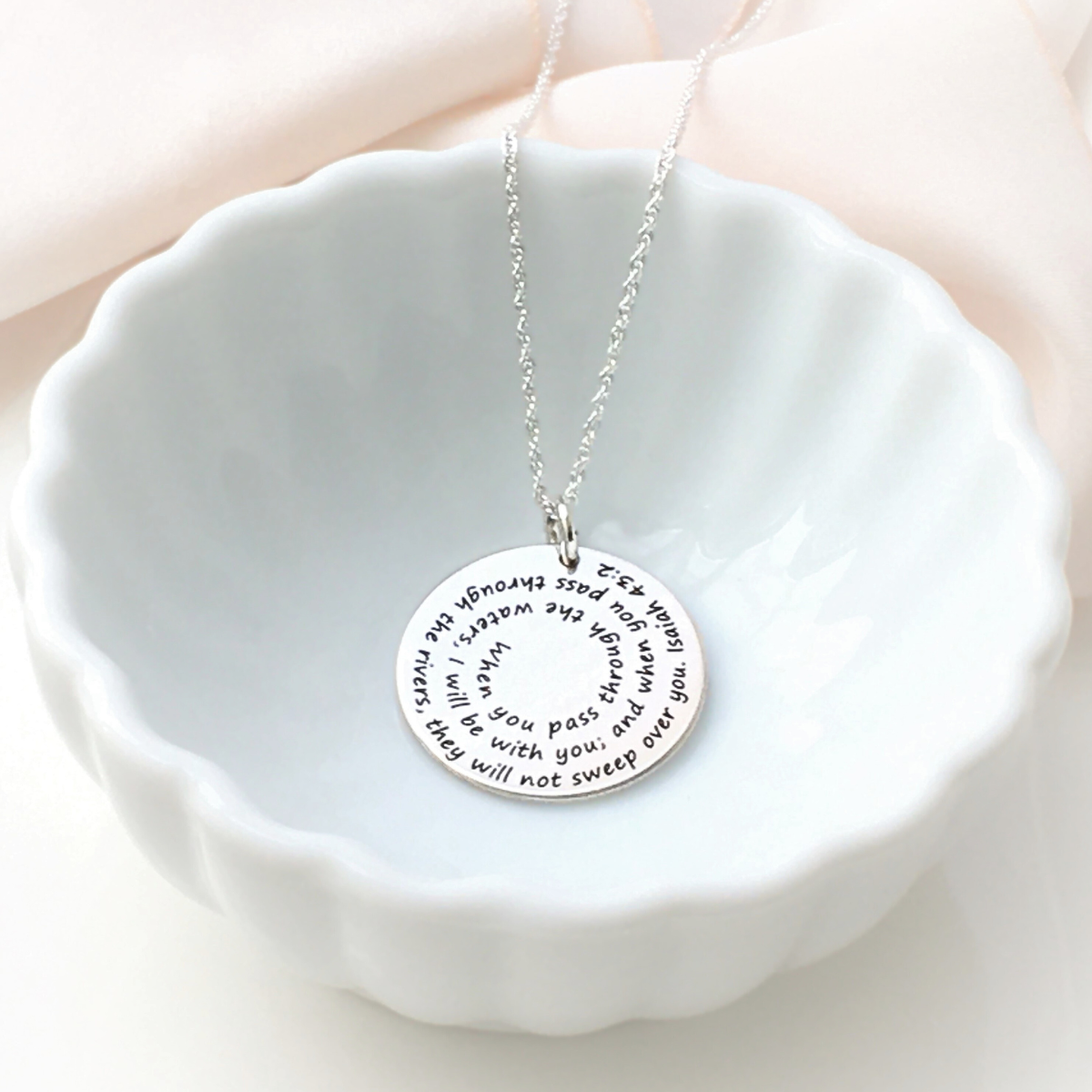 Custom Engraved Sterling Silver Spiral Pendant Necklace - Personalized Disc Charm for Women | Gift for Anniversary, Birthday & Special Occasions | Elegant Jewelry for Everyday Wear