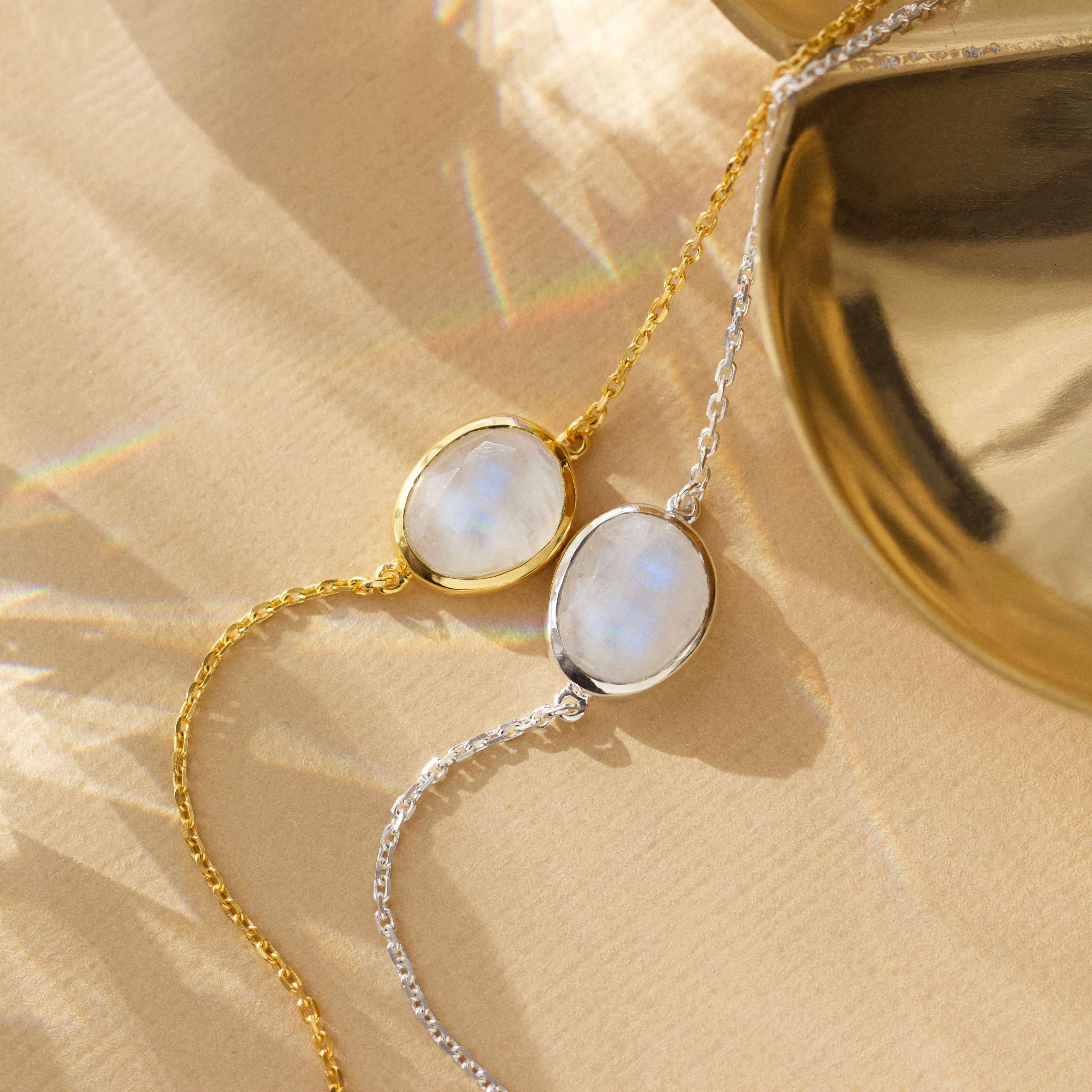 Moonstone Bracelet for Women - Genuine Semi-Precious Stone Jewelry - Perfect for Yoga, Meditation & Boho Fashion