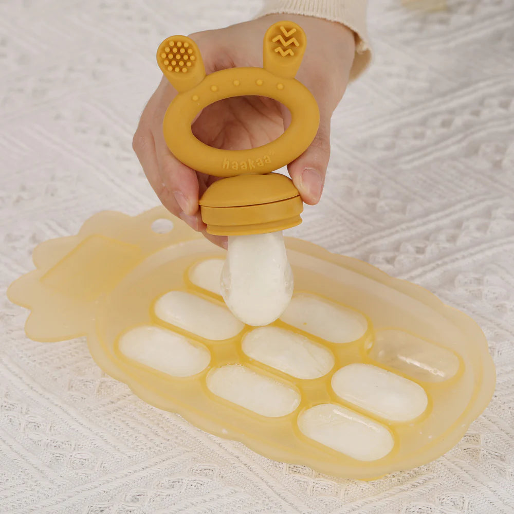 Haakaa Pineapple Silicone Baby Teething Nibble Tray - Perfect for Soothing Sore Gums & Introducing Solid Foods to Infants