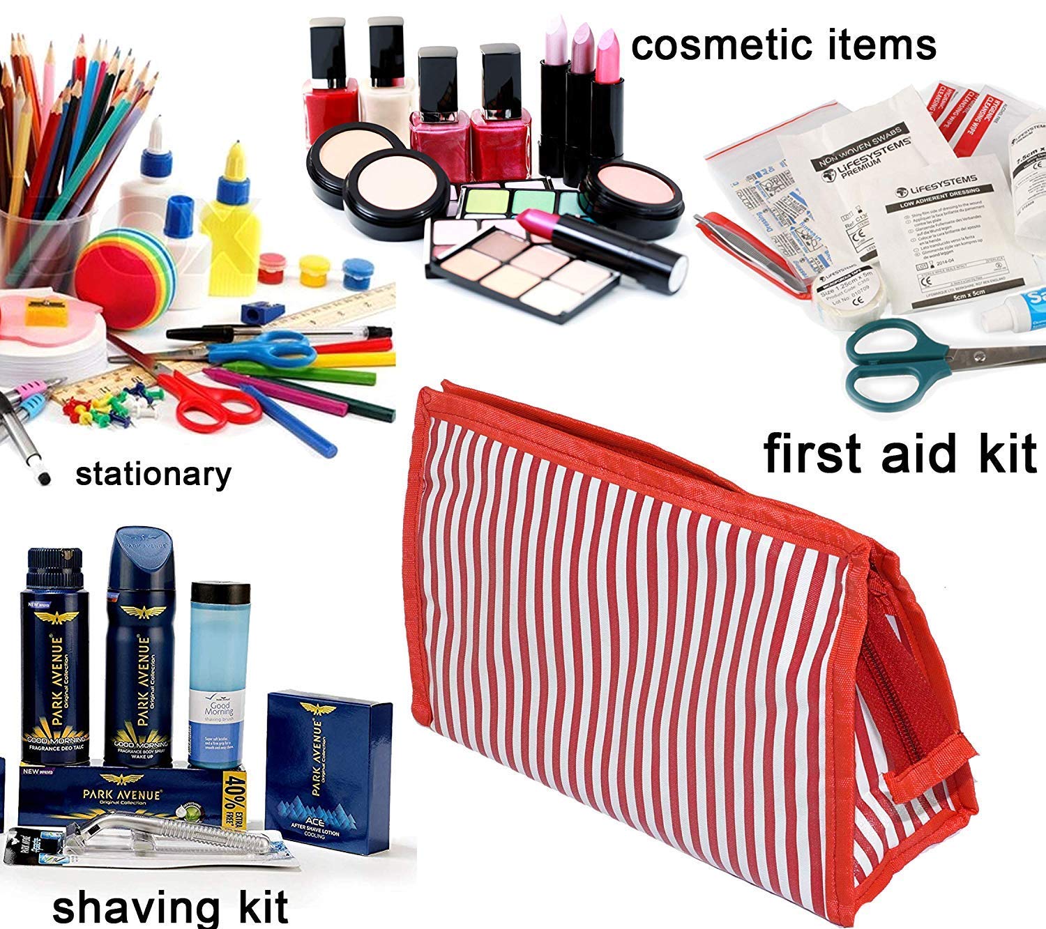 PRISMAXIC 3-Piece Synthetic Travel Cosmetic Pouch Set - Makeup Organizer, Jewelry & Toiletry Bag for Men & Women (Red) - Perfect for Air Travel, Gym & Daily Essentials Storage