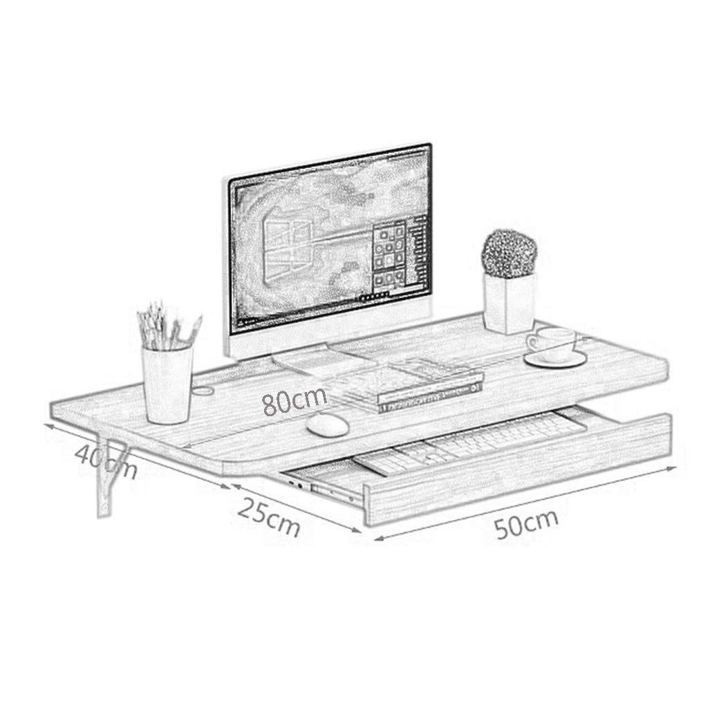 Wall-Mounted Laptop Desk - 80CM Brown Foldable PC Table for Home Office, Kitchen, Dining, Kids Study & Small Space Workstation